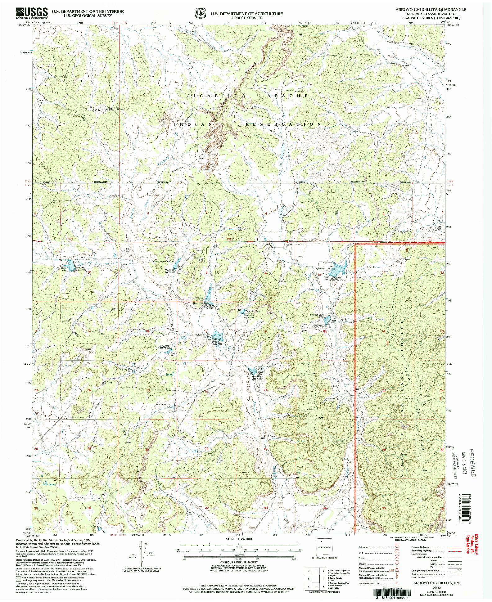 USGS 1:24000-SCALE QUADRANGLE FOR ARROYO CHIJUILLITA, NM 2002