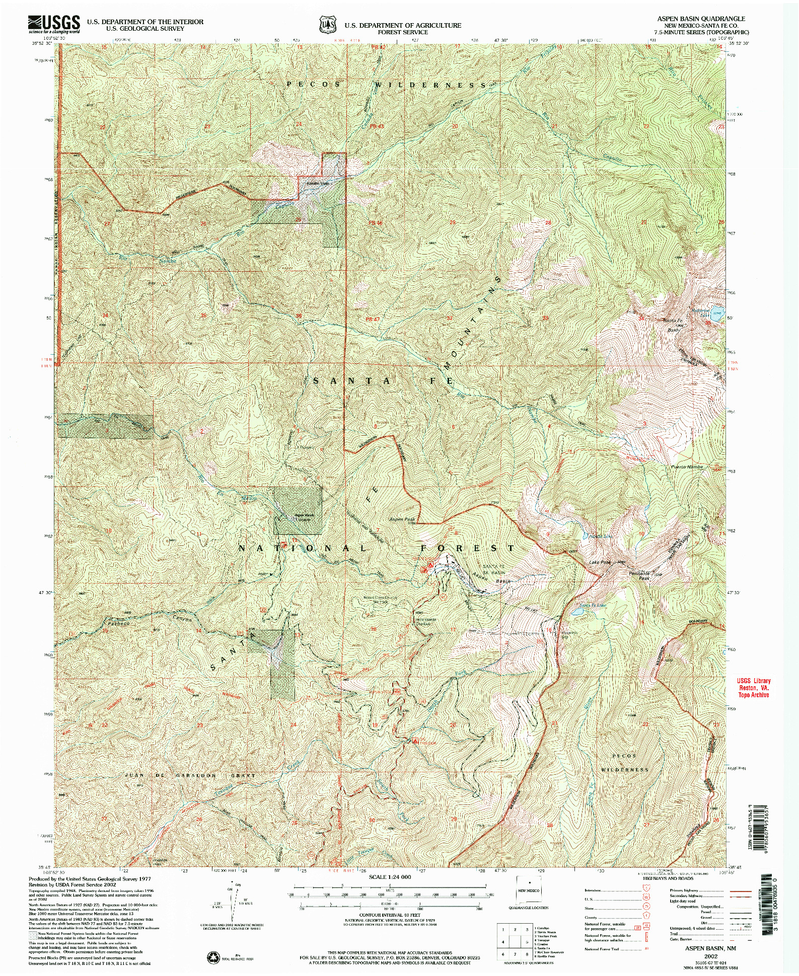 USGS 1:24000-SCALE QUADRANGLE FOR ASPEN BASIN, NM 2002