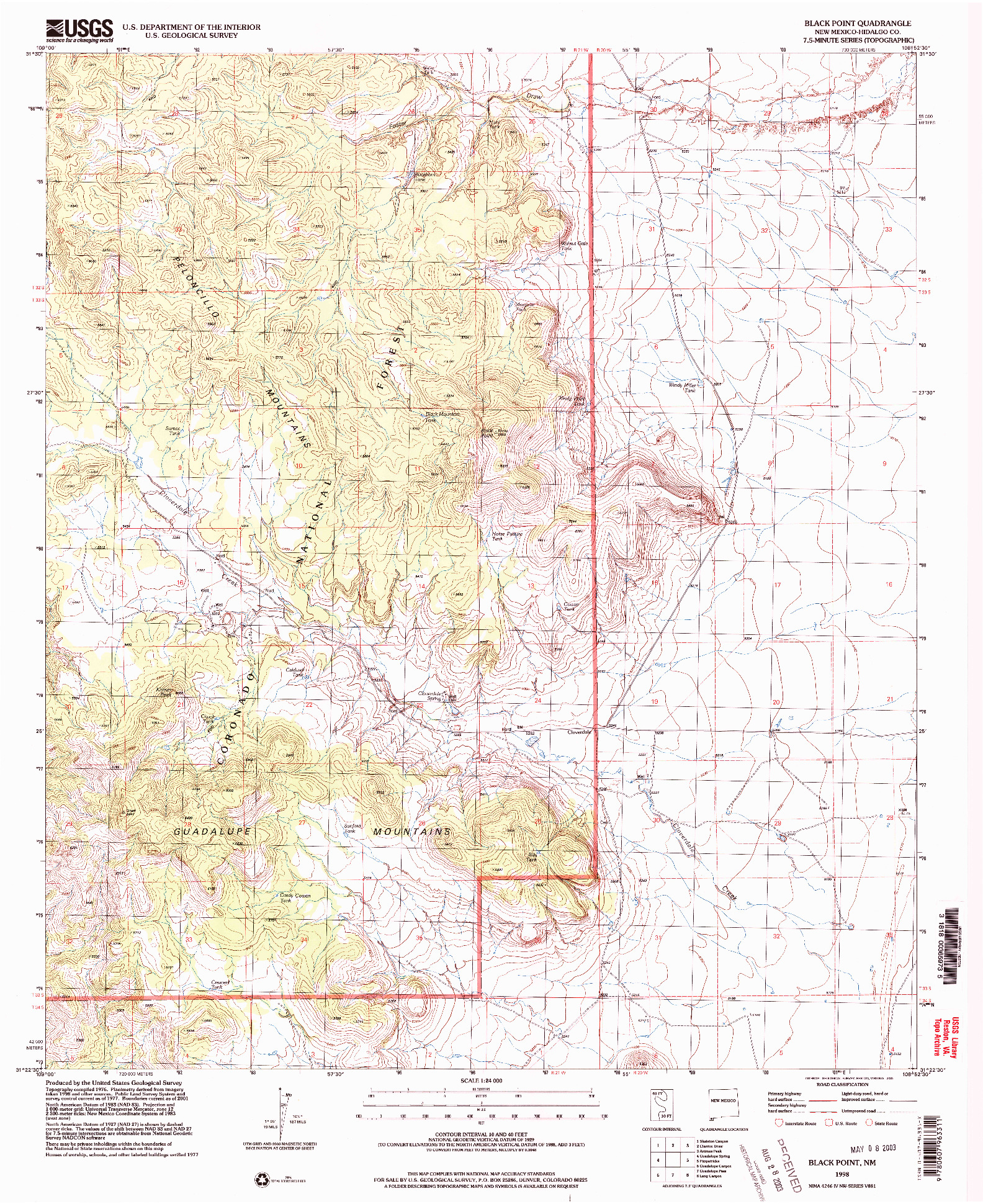 USGS 1:24000-SCALE QUADRANGLE FOR BLACK POINT, NM 1998
