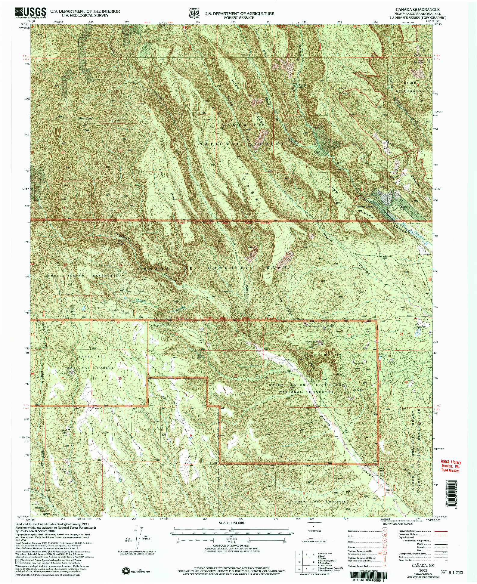 USGS 1:24000-SCALE QUADRANGLE FOR CANADA NW, NM 2002