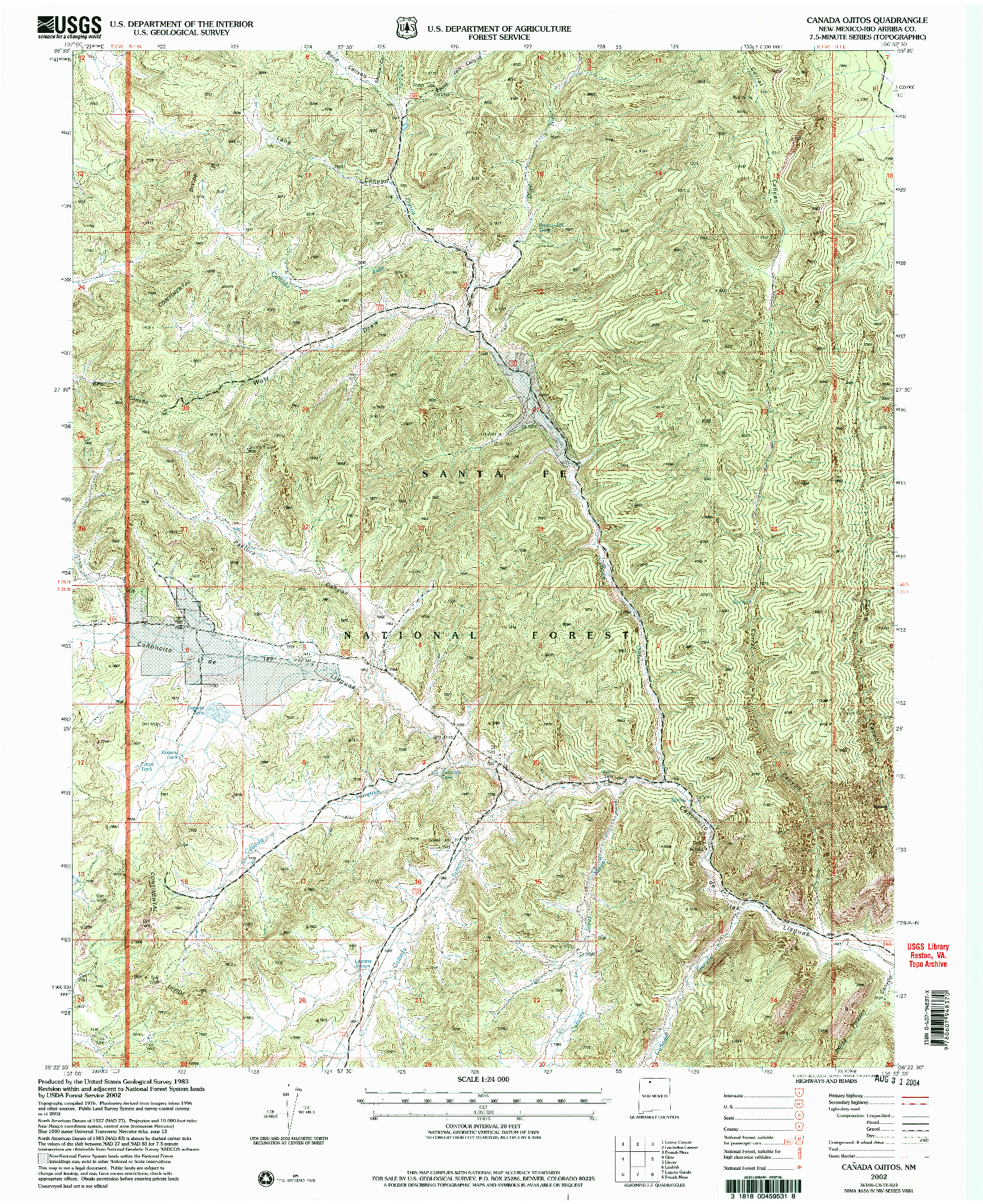 USGS 1:24000-SCALE QUADRANGLE FOR CANADA OJITOS, NM 2002
