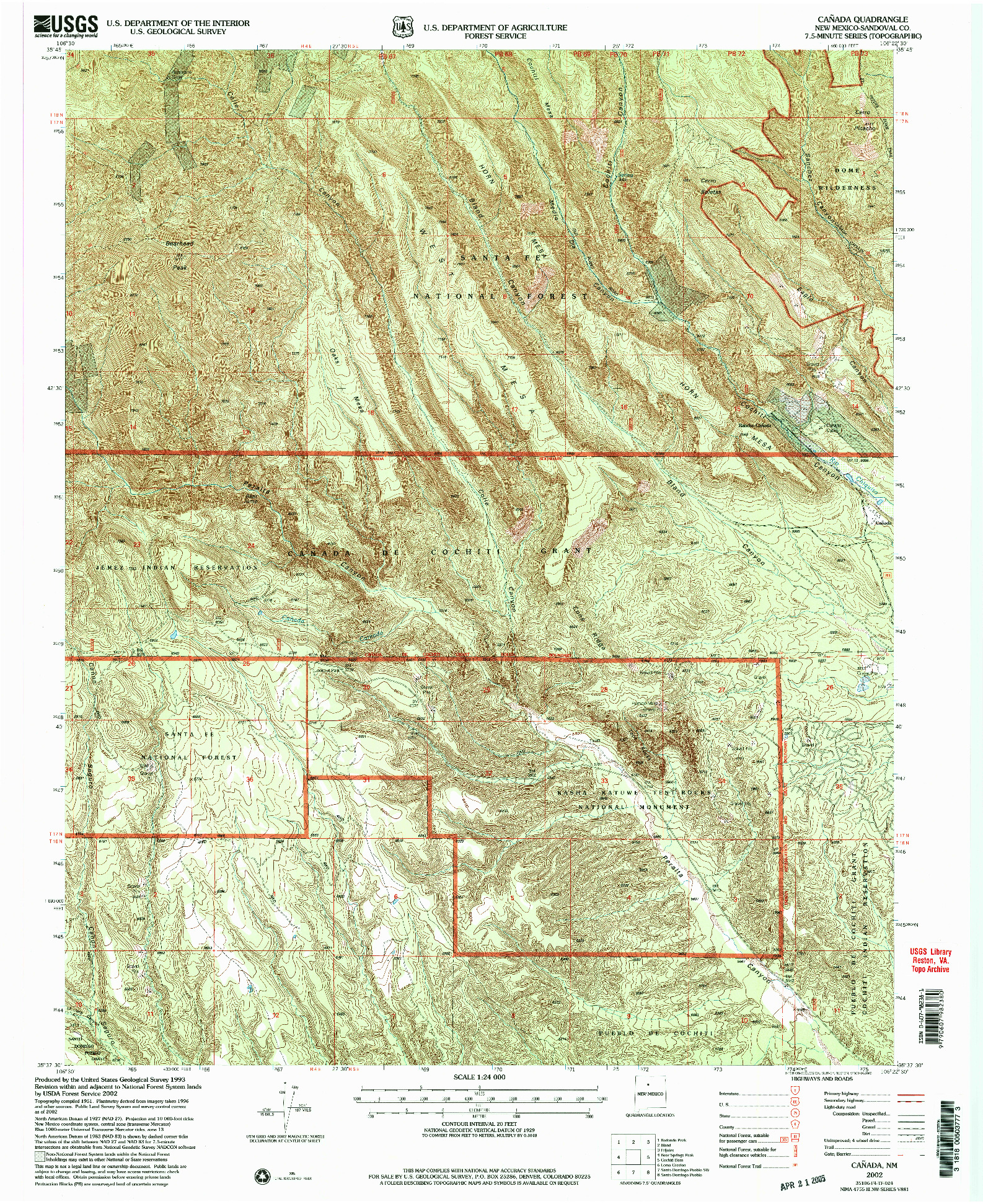 USGS 1:24000-SCALE QUADRANGLE FOR CANADA, NM 2002