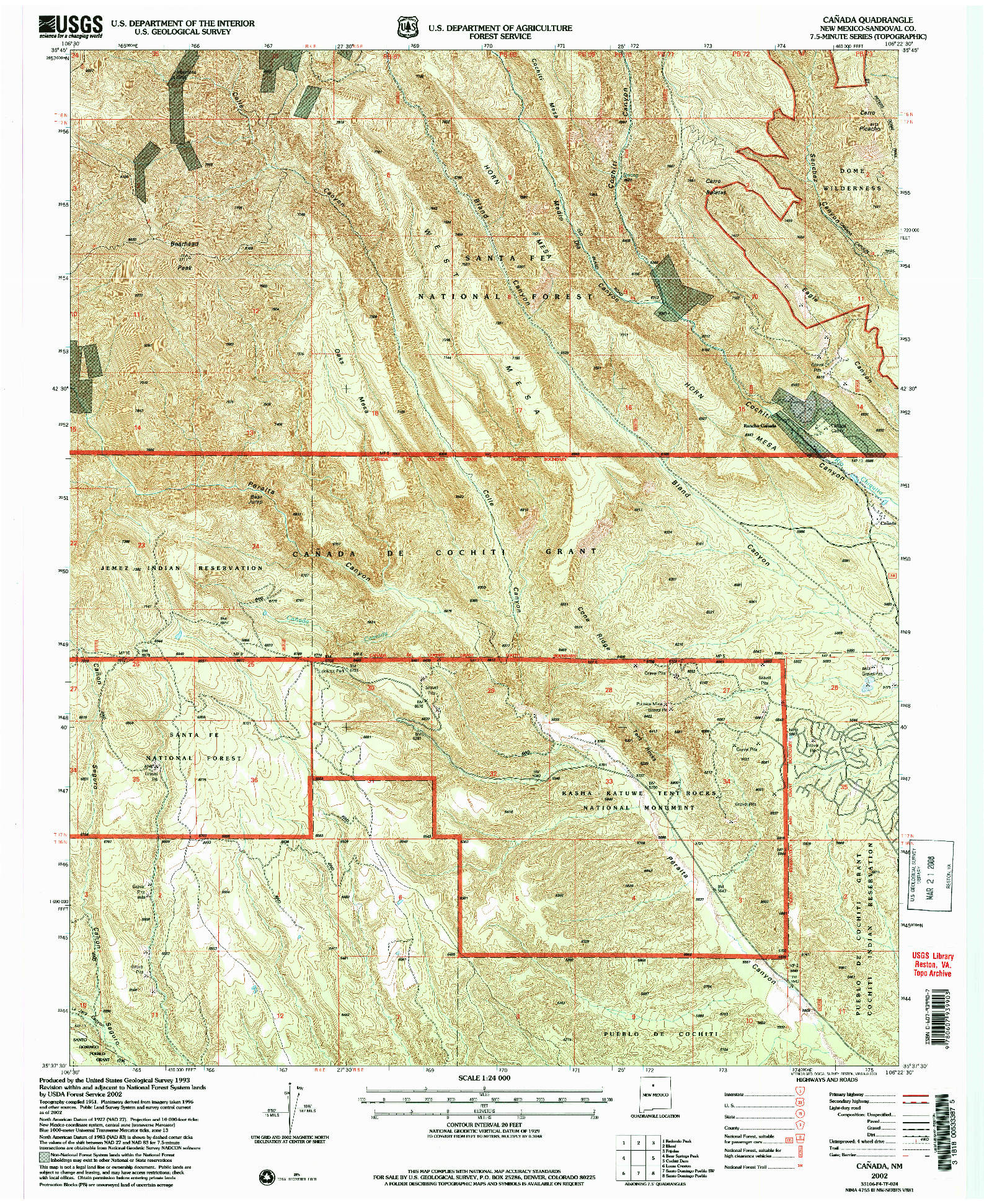 USGS 1:24000-SCALE QUADRANGLE FOR CANADA, NM 2002