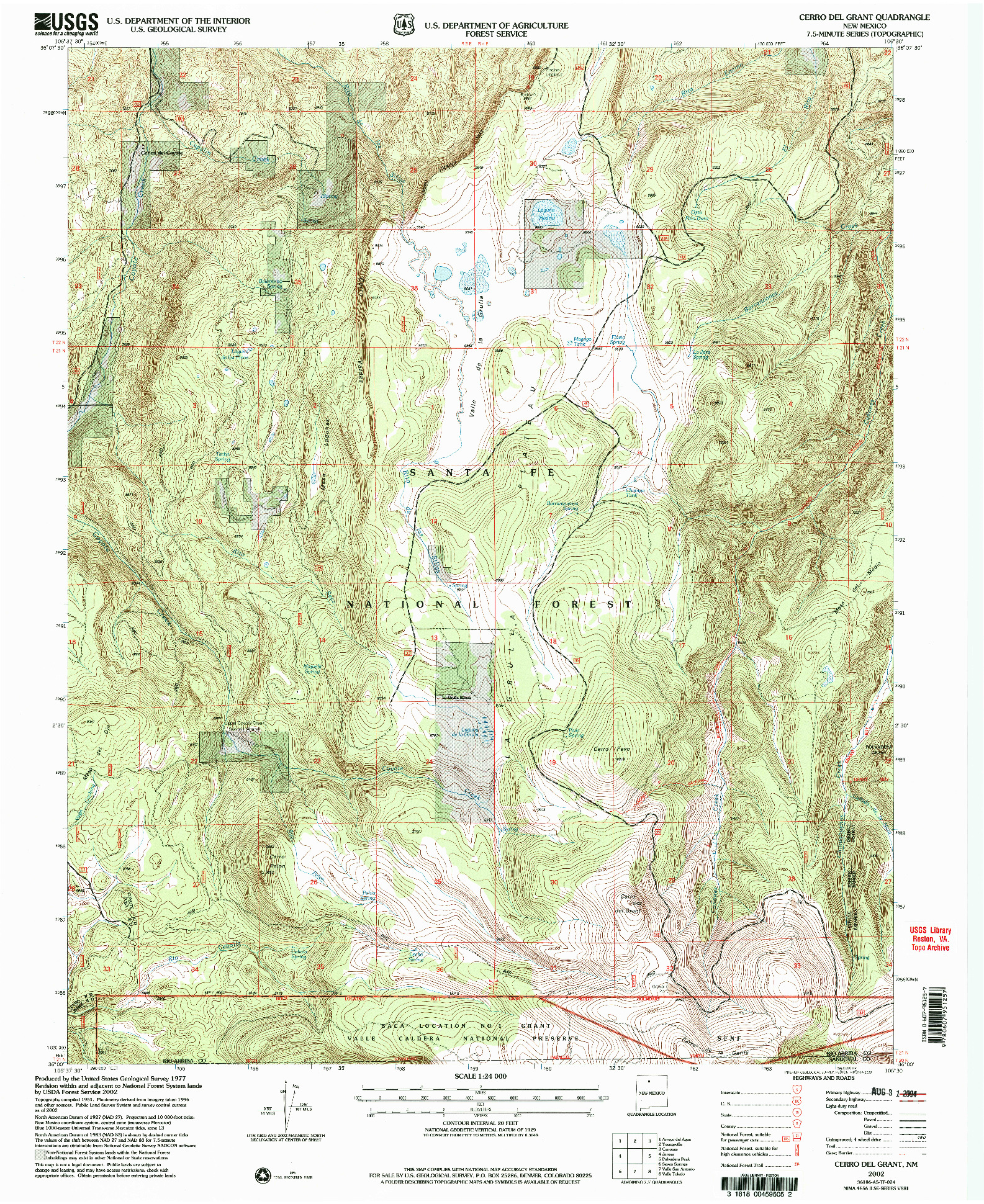 USGS 1:24000-SCALE QUADRANGLE FOR CERRO DEL GRANT, NM 2002