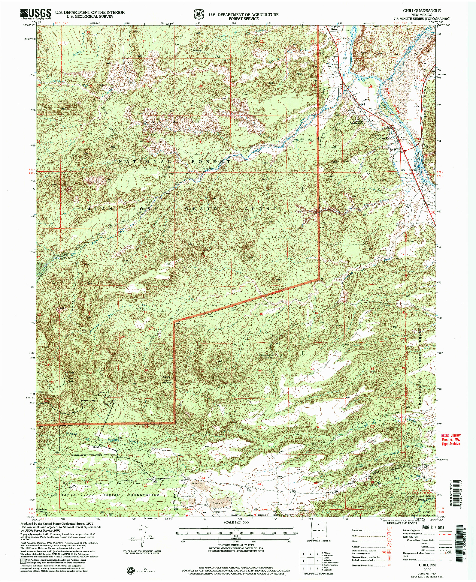 USGS 1:24000-SCALE QUADRANGLE FOR CHILI, NM 2002