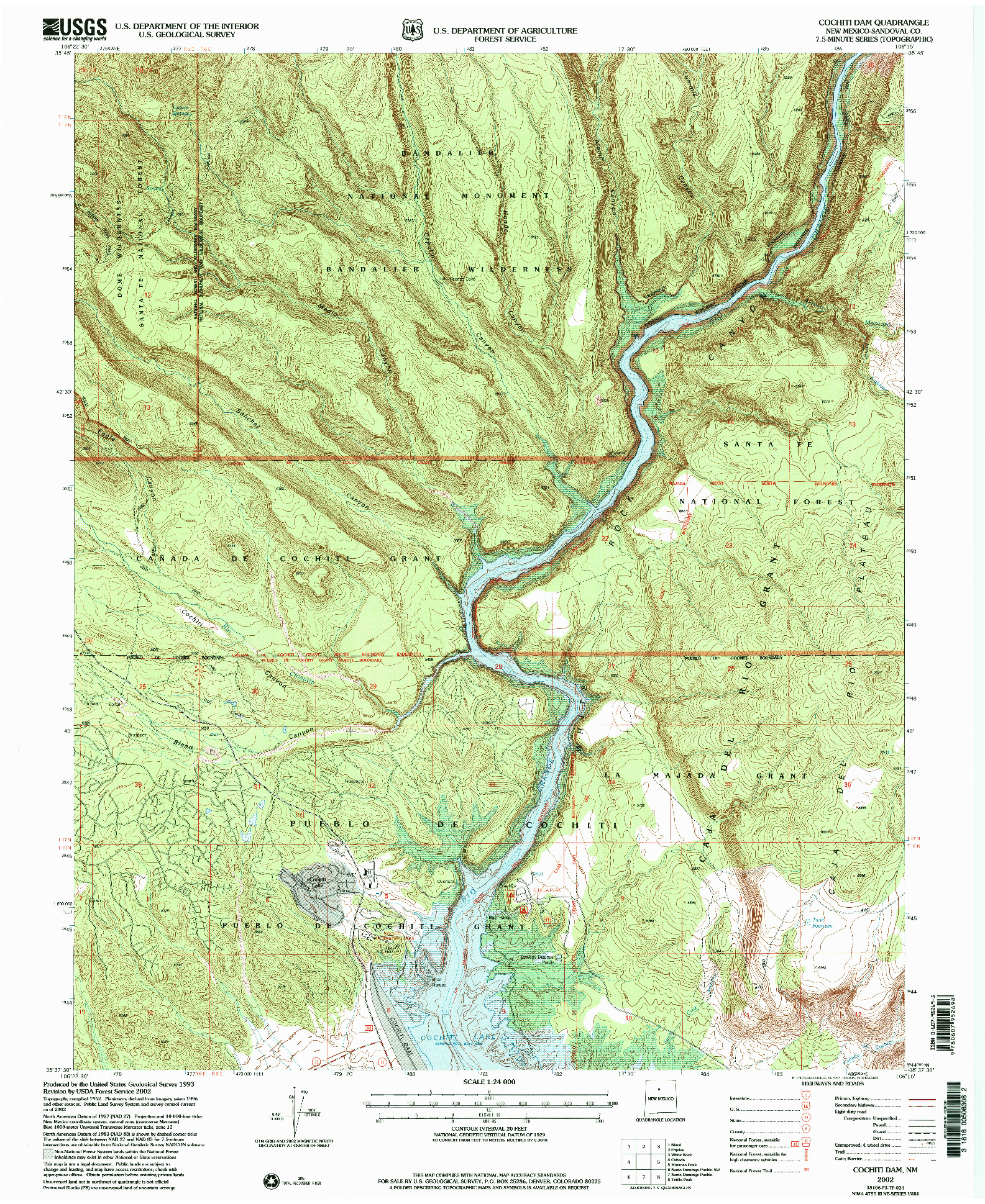 USGS 1:24000-SCALE QUADRANGLE FOR COCHITI DAM, NM 2002