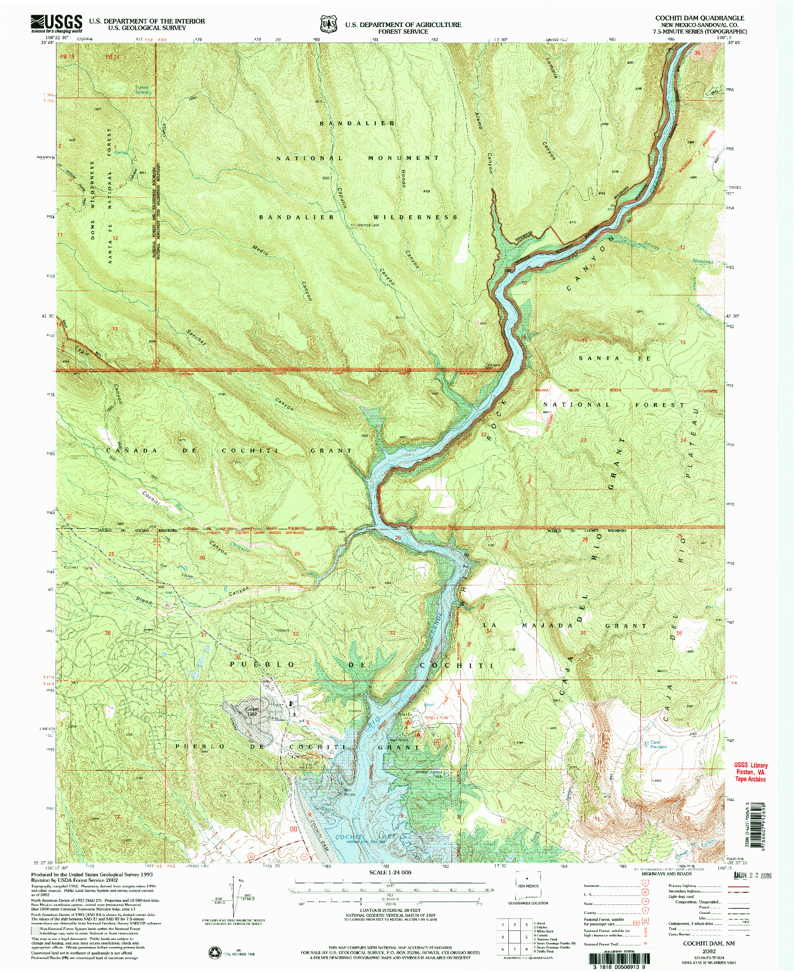 USGS 1:24000-SCALE QUADRANGLE FOR COCHITI DAM, NM 2002