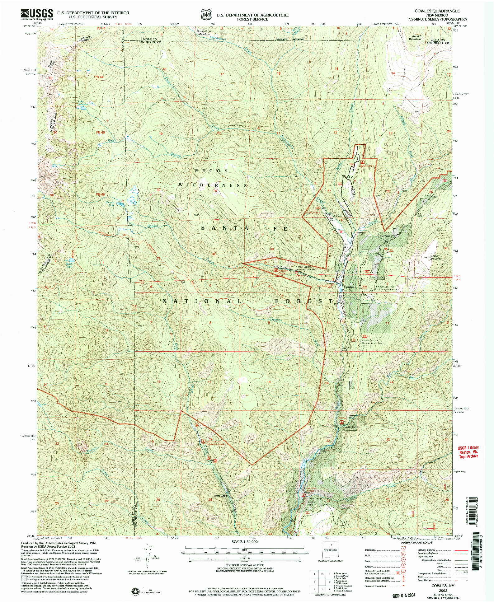 USGS 1:24000-SCALE QUADRANGLE FOR COWLES, NM 2002