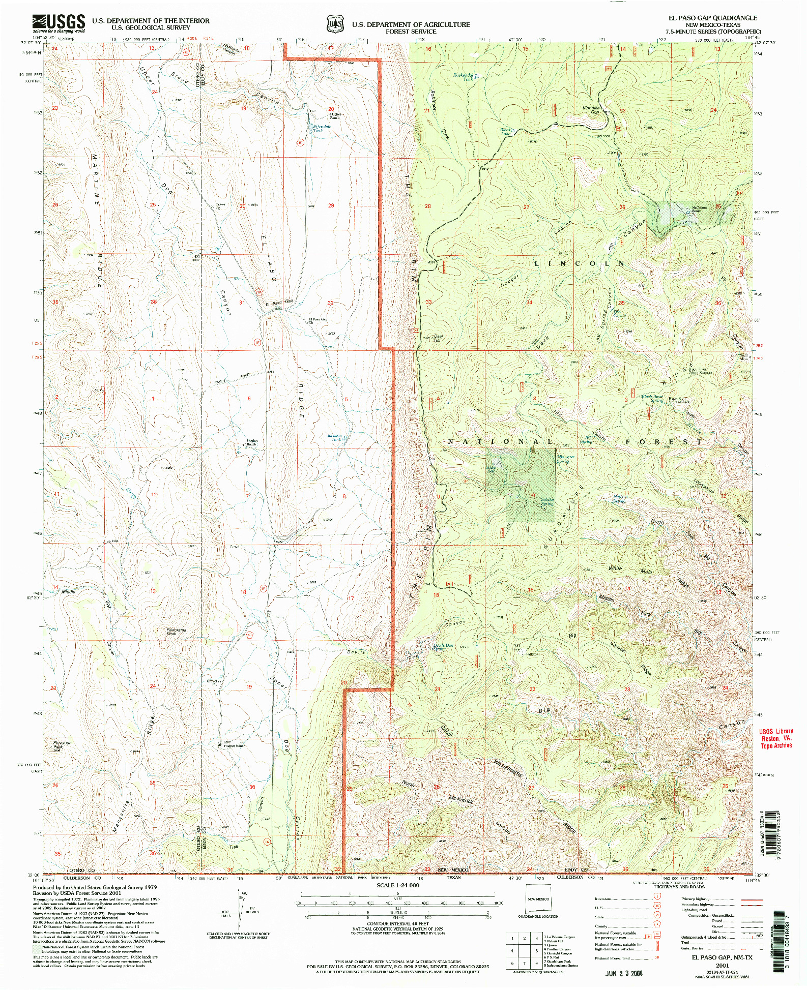 USGS 1:24000-SCALE QUADRANGLE FOR EL PASO GAP, NM 2001