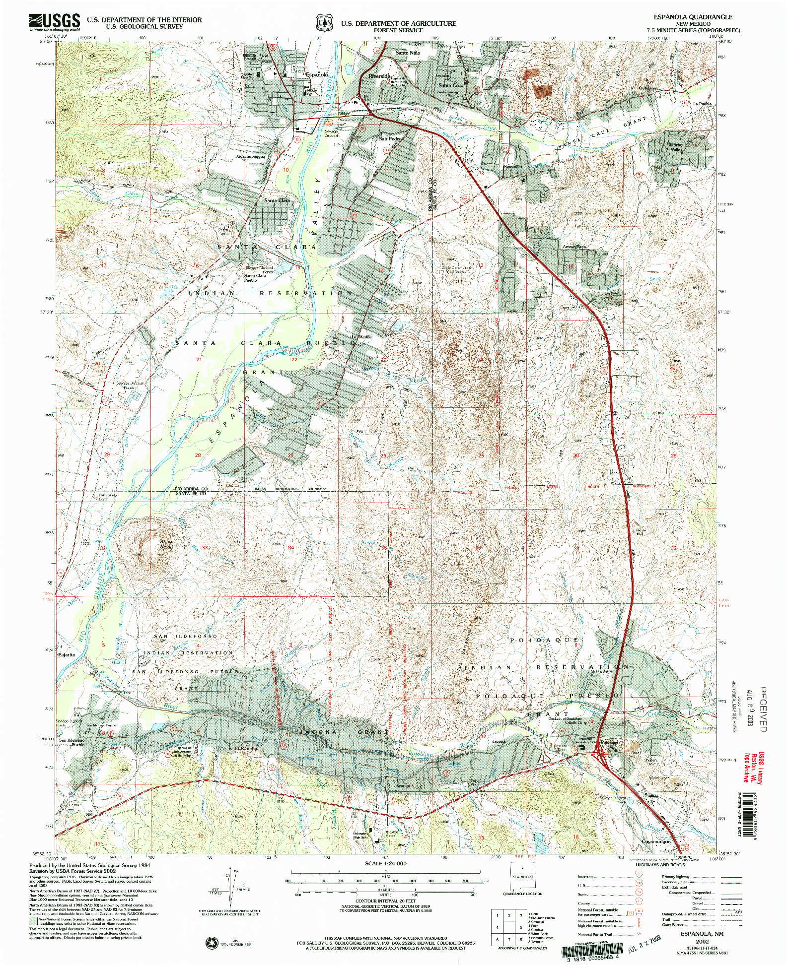 USGS 1:24000-SCALE QUADRANGLE FOR ESPANOLA, NM 2002