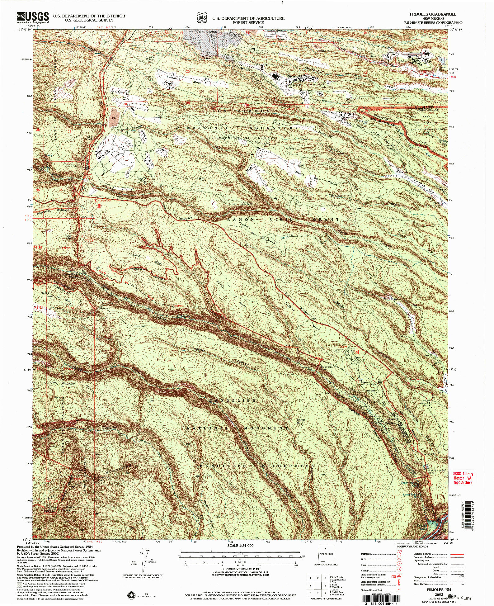 USGS 1:24000-SCALE QUADRANGLE FOR FRIJOLES, NM 2002