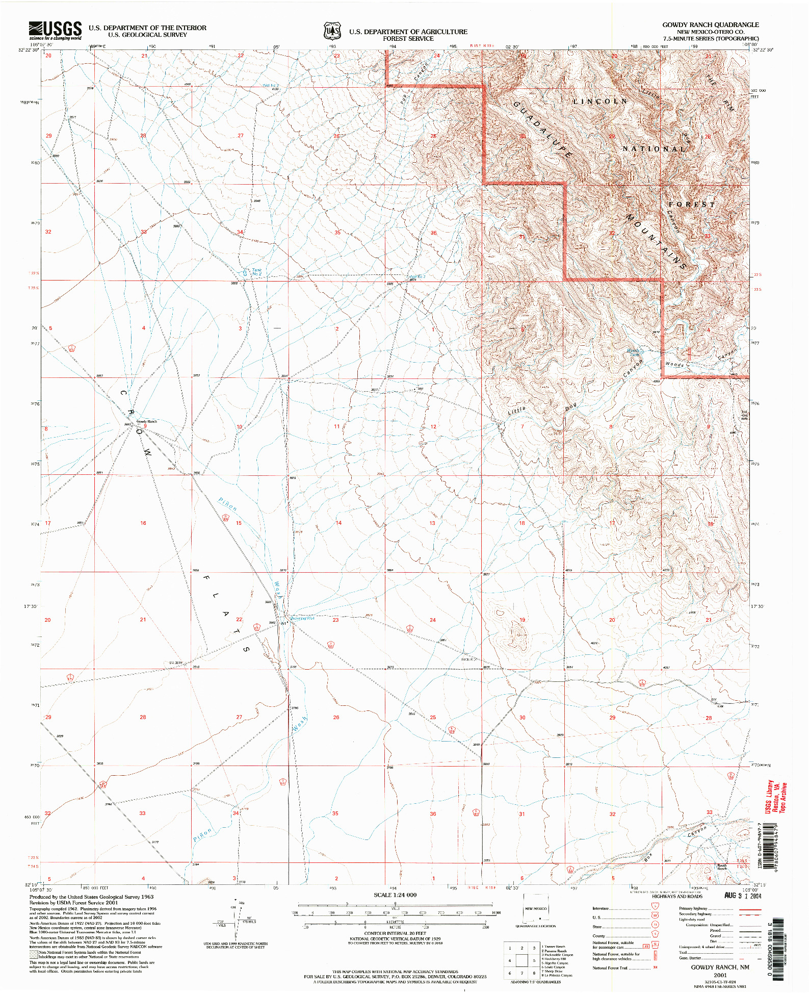 USGS 1:24000-SCALE QUADRANGLE FOR GOWDY RANCH, NM 2001