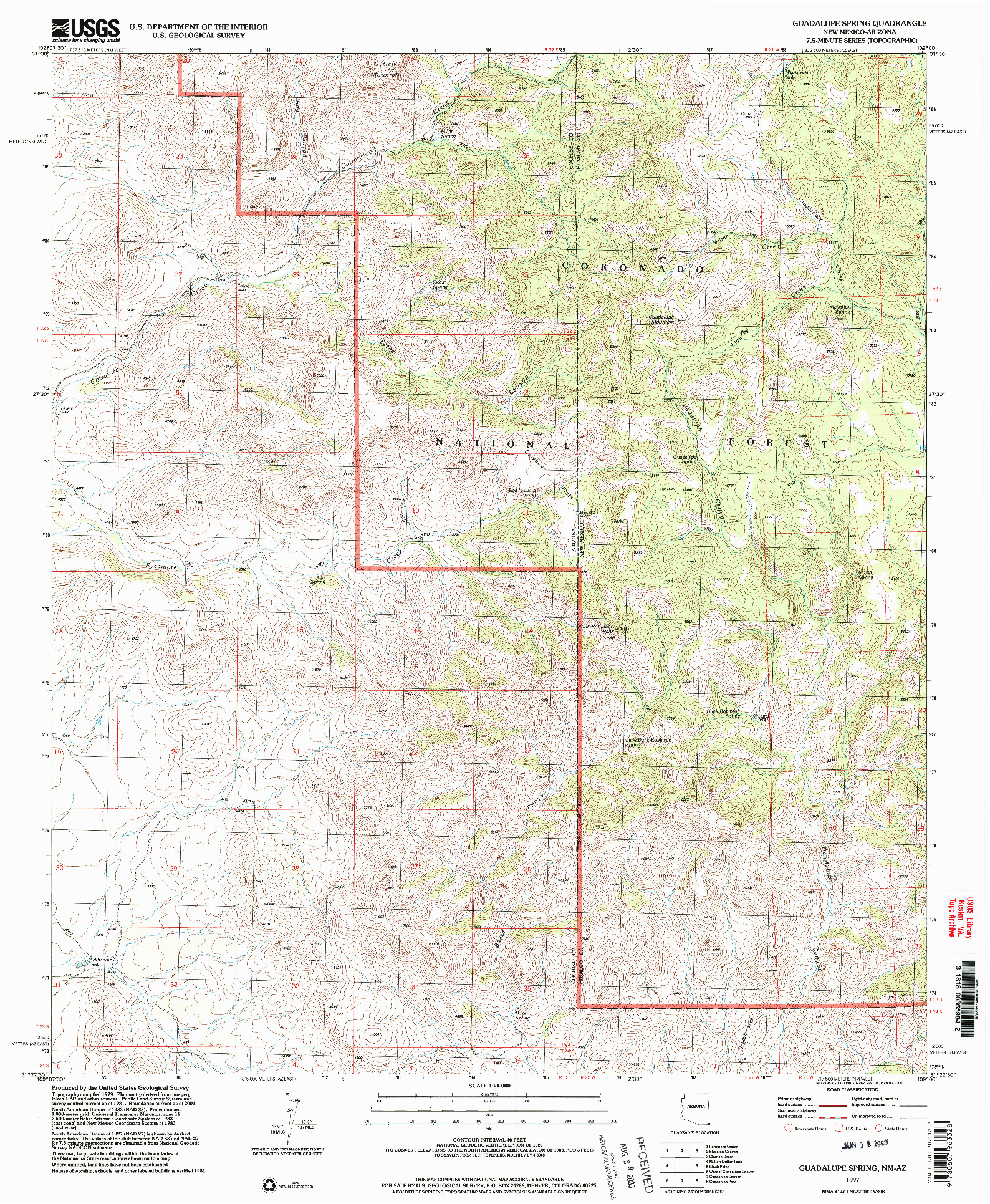 USGS 1:24000-SCALE QUADRANGLE FOR GUADALUPE SPRING, NM 1997