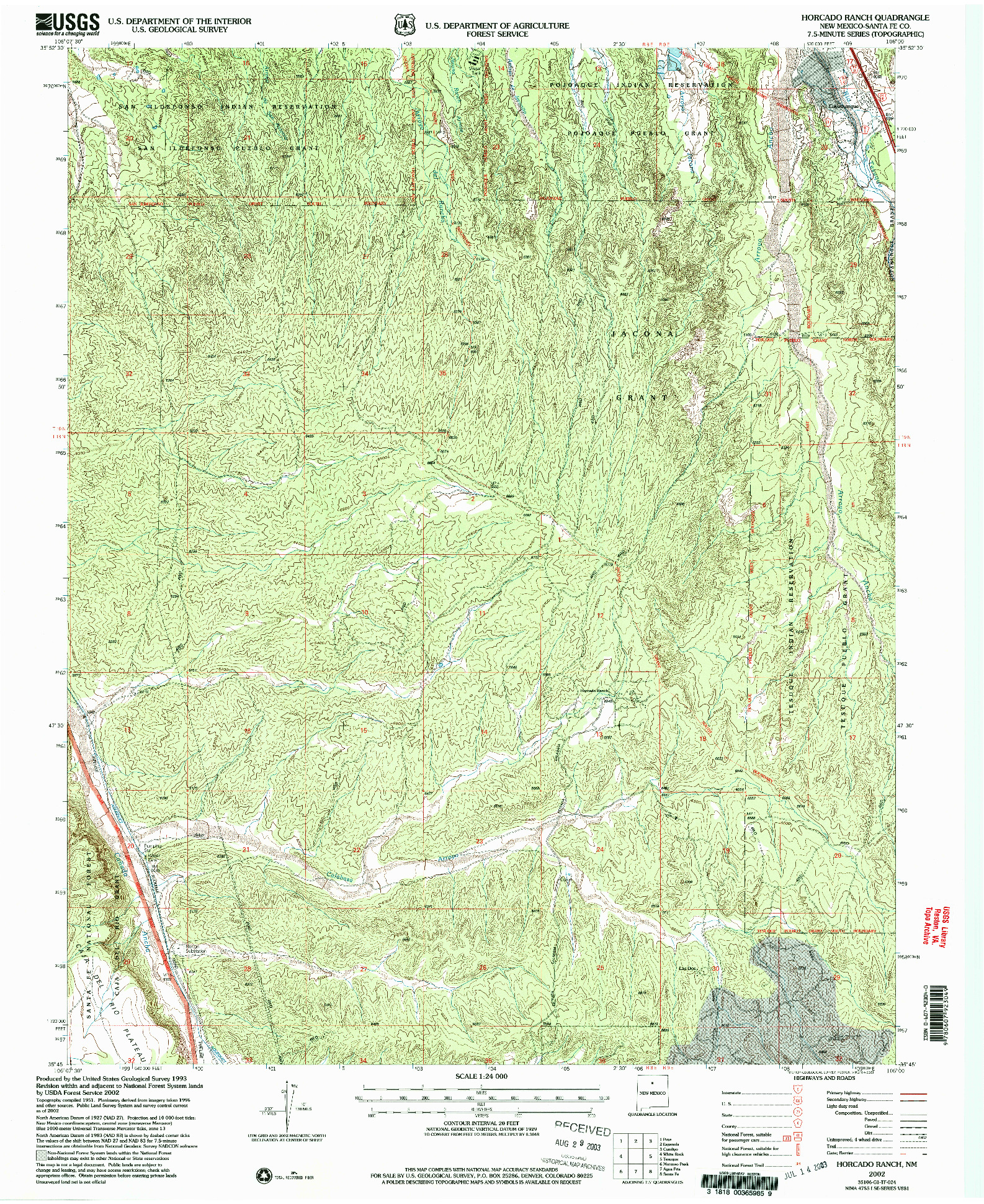 USGS 1:24000-SCALE QUADRANGLE FOR HORCADO RANCH, NM 2002