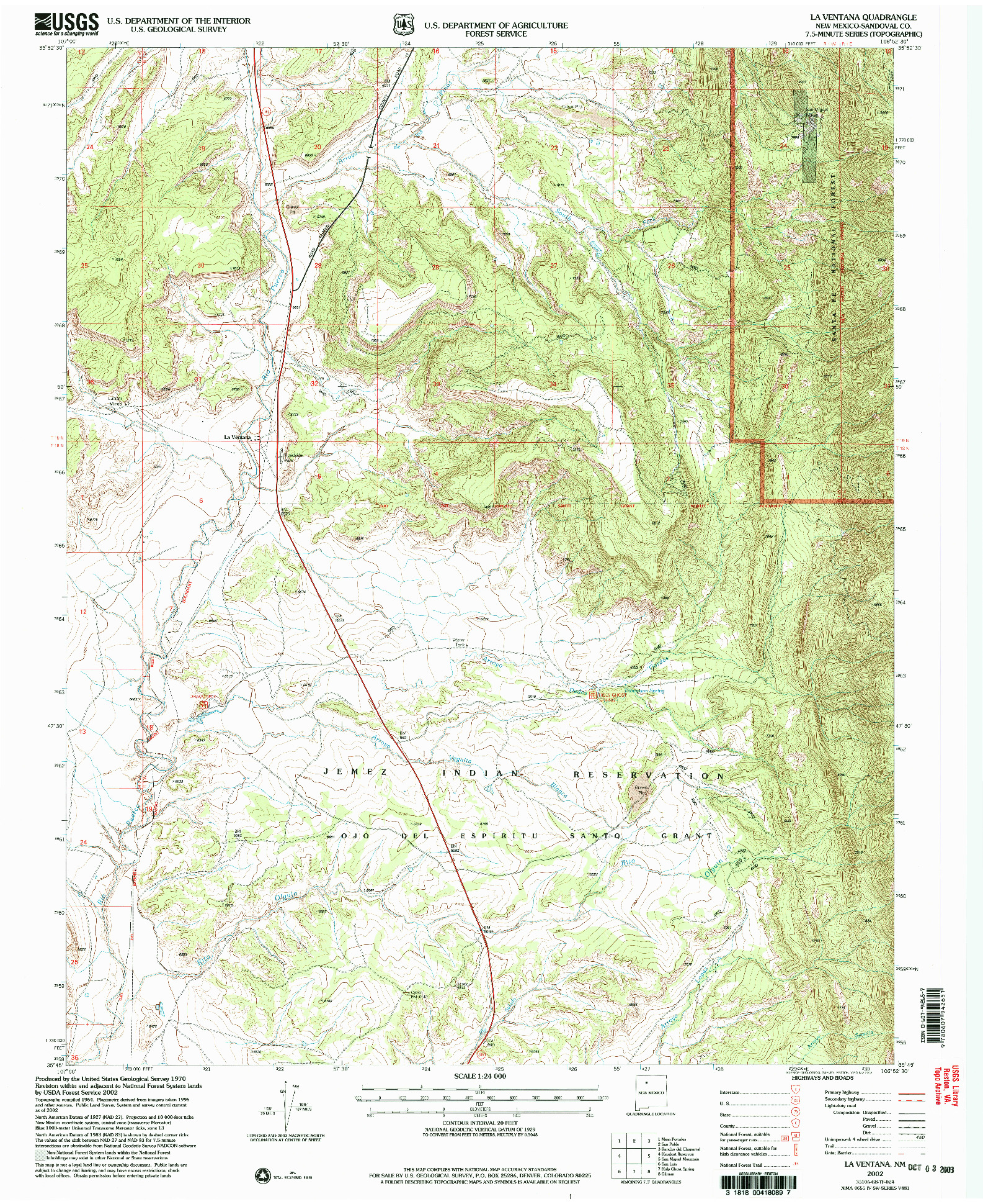 USGS 1:24000-SCALE QUADRANGLE FOR LA VENTANA, NM 2002