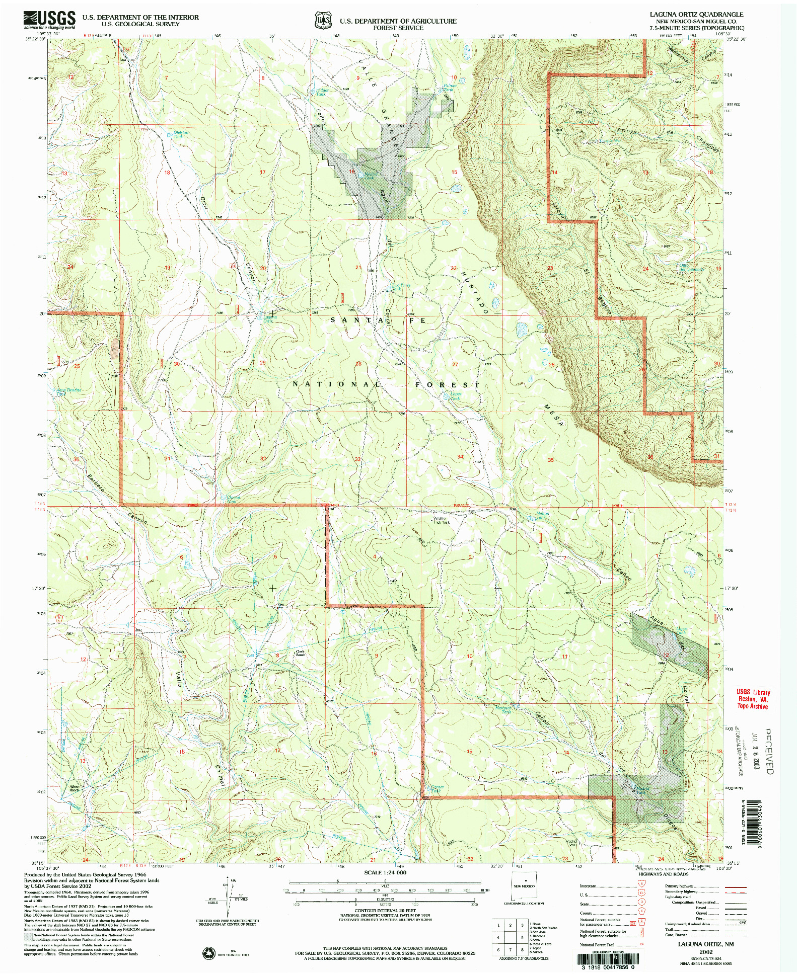 USGS 1:24000-SCALE QUADRANGLE FOR LAGUNA ORTIZ, NM 2002