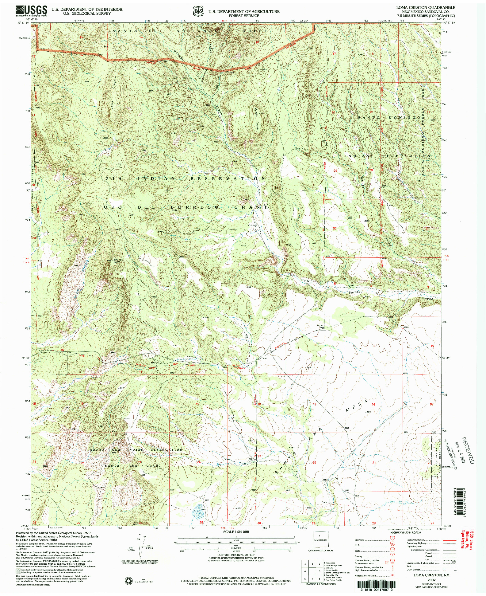 USGS 1:24000-SCALE QUADRANGLE FOR LOMA CRESTON, NM 2002