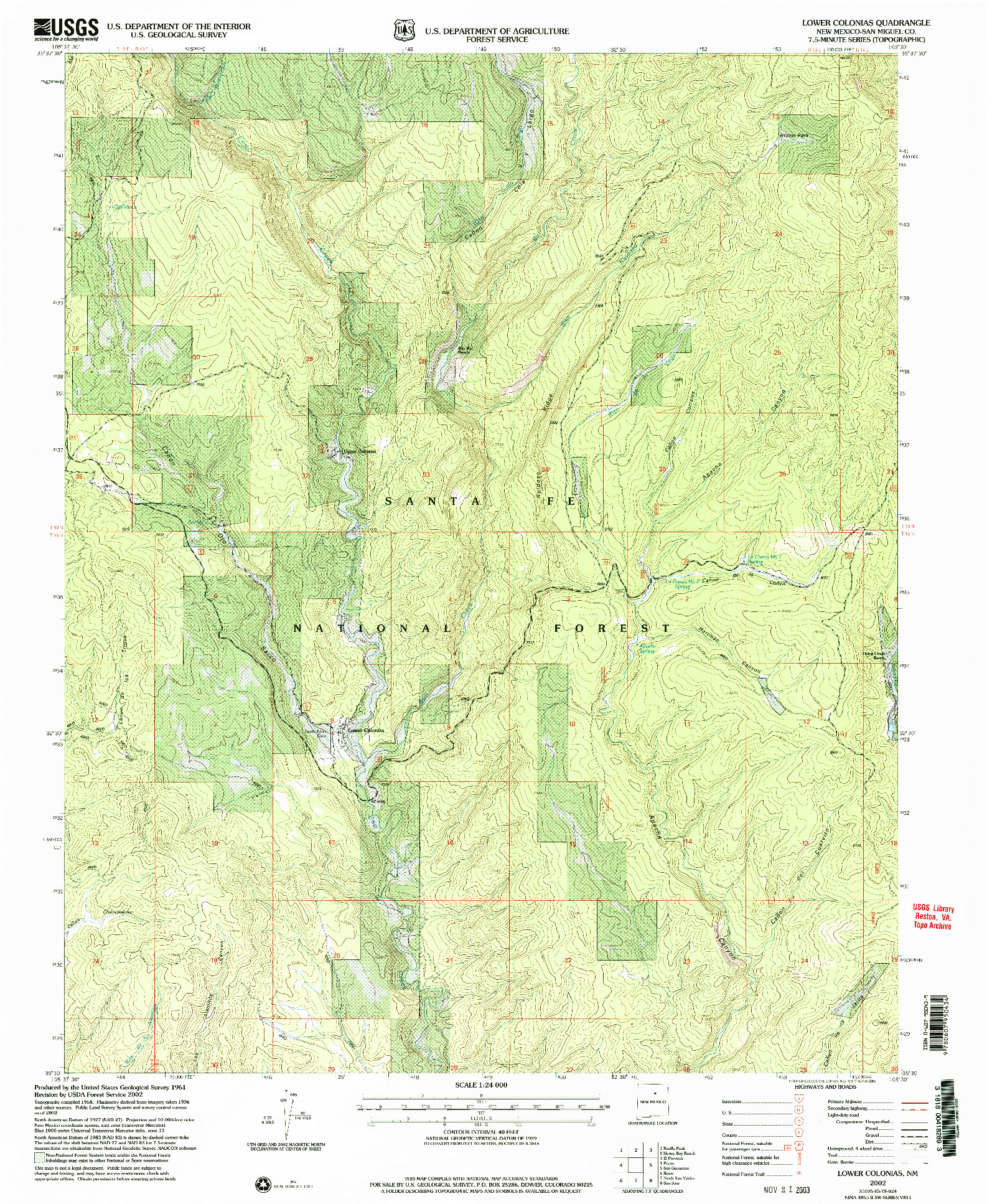 USGS 1:24000-SCALE QUADRANGLE FOR LOWER COLONIAS, NM 2002
