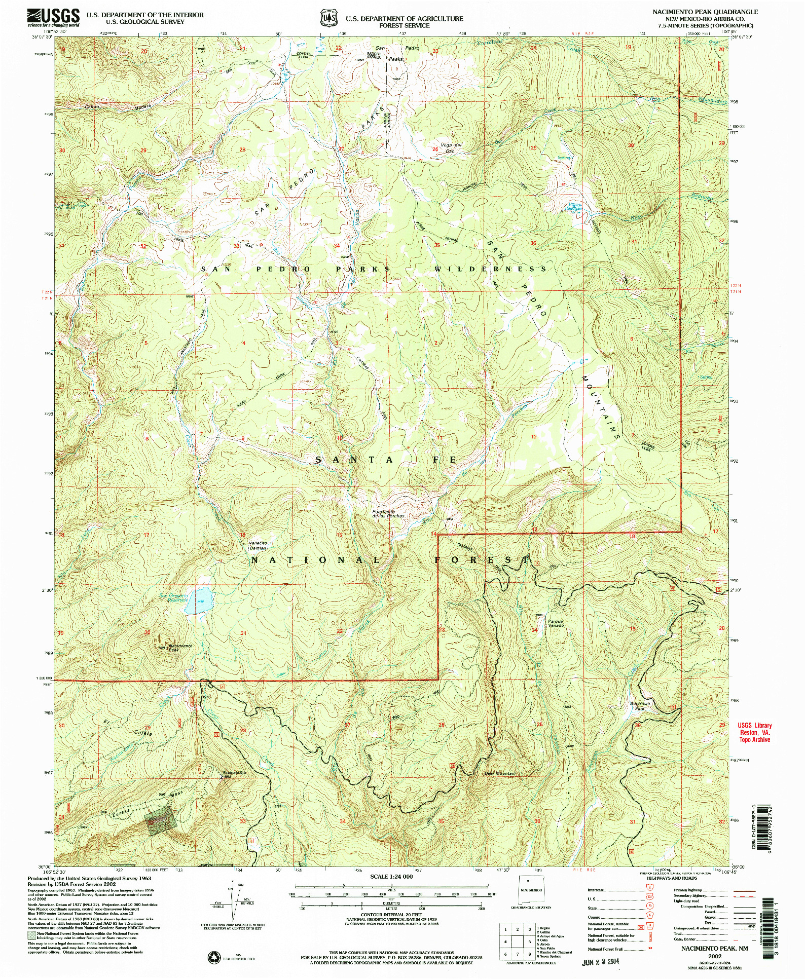 USGS 1:24000-SCALE QUADRANGLE FOR NACIMIENTO PEAK, NM 2002