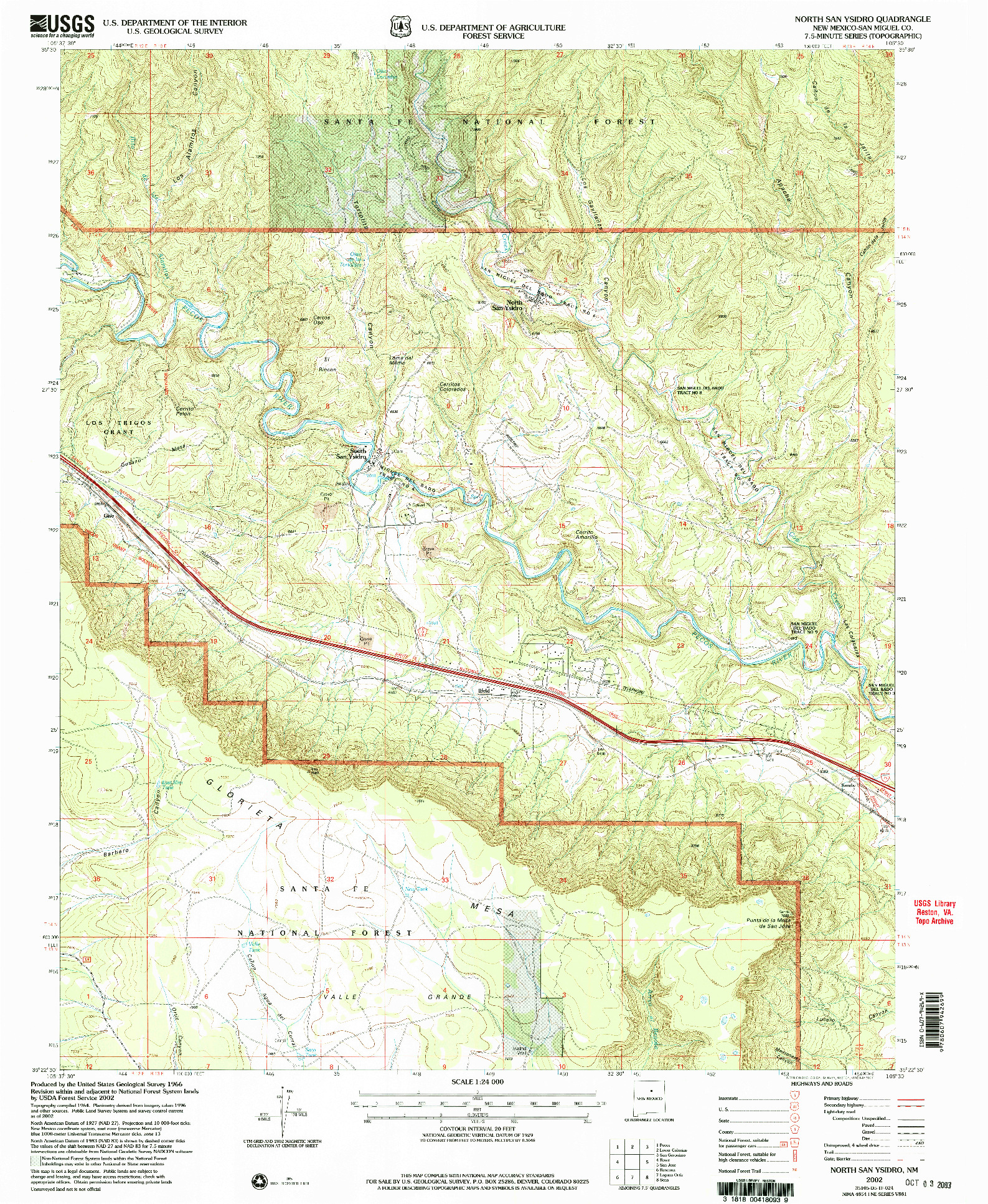 USGS 1:24000-SCALE QUADRANGLE FOR NORTH SAN YSIDRO, NM 2002