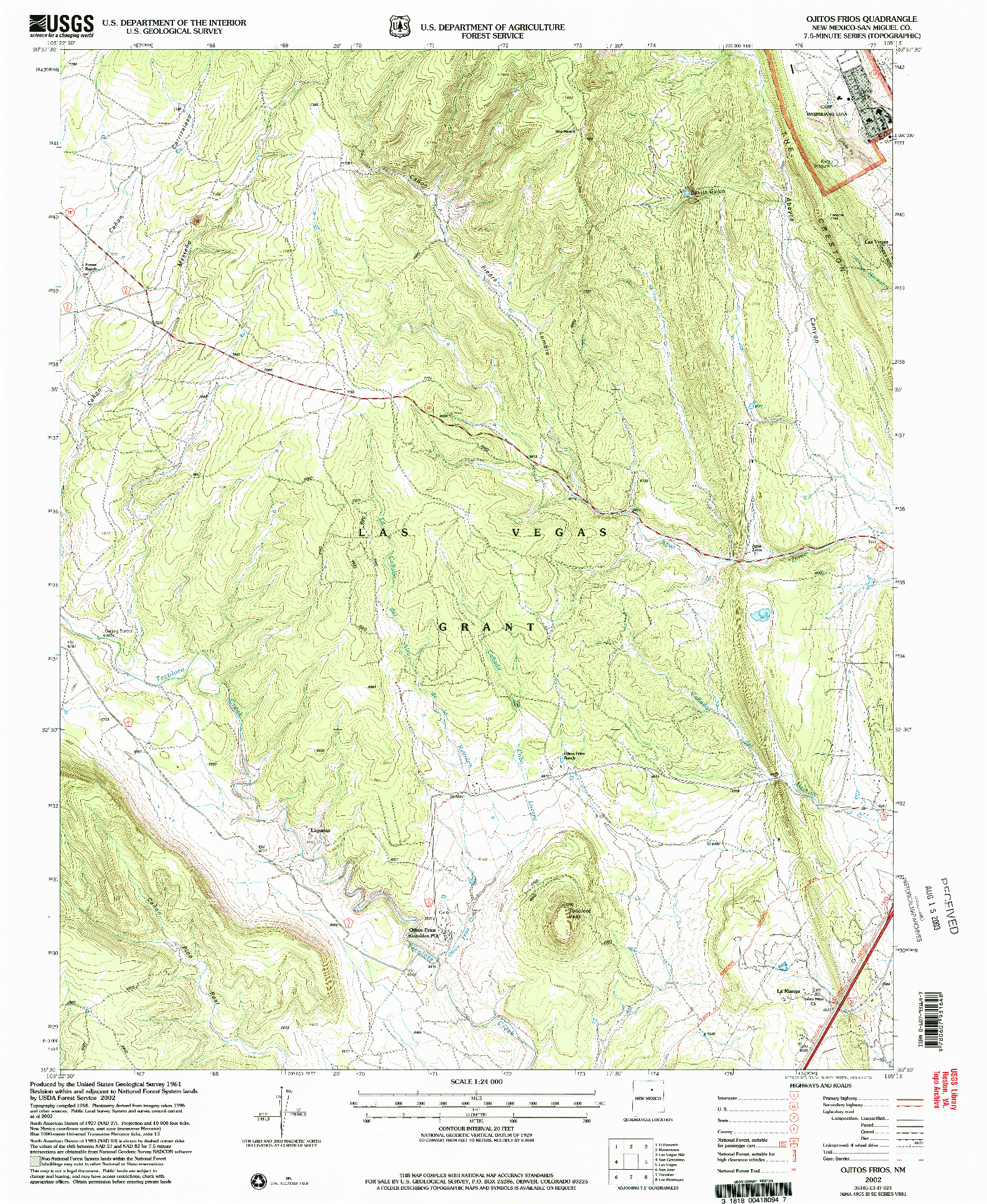 USGS 1:24000-SCALE QUADRANGLE FOR OJITOS FRIOS, NM 2002