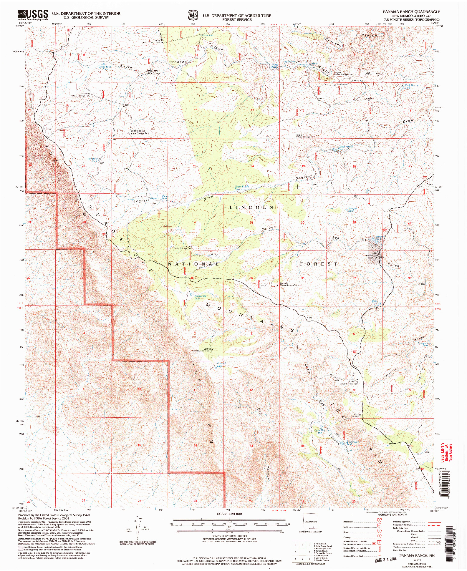 USGS 1:24000-SCALE QUADRANGLE FOR PANAMA RANCH, NM 2001