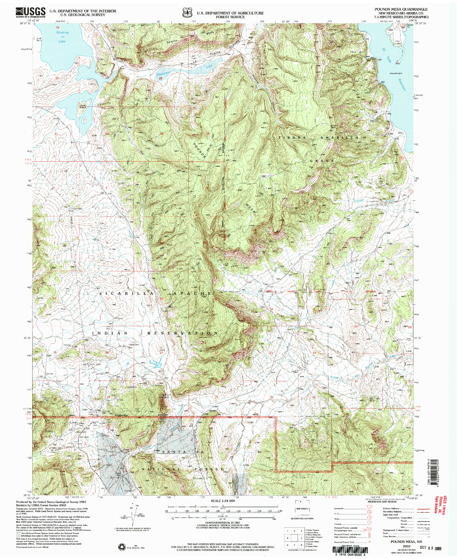 USGS 1:24000-SCALE QUADRANGLE FOR POUNDS MESA, NM 2002