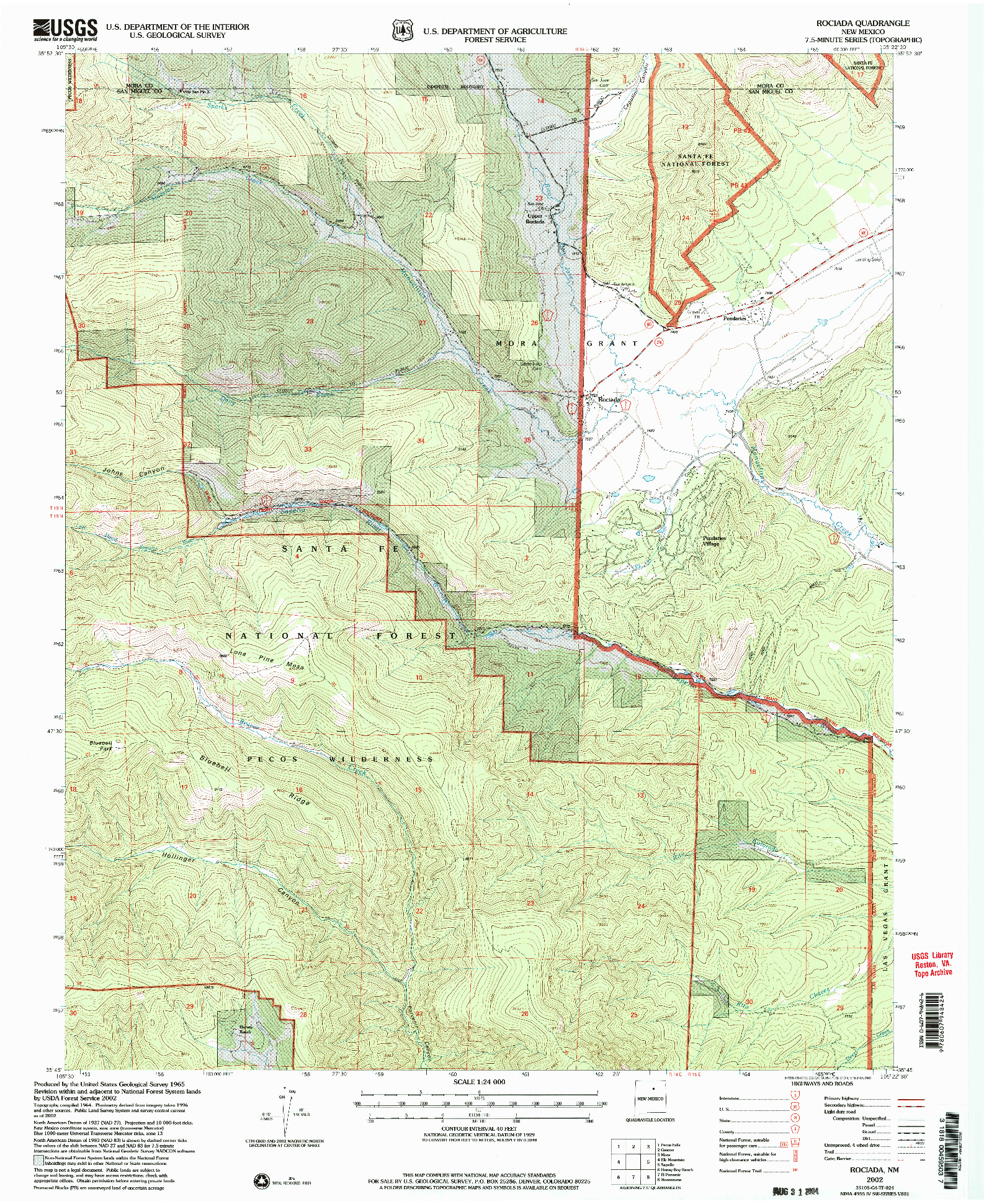 USGS 1:24000-SCALE QUADRANGLE FOR ROCIADA, NM 2002