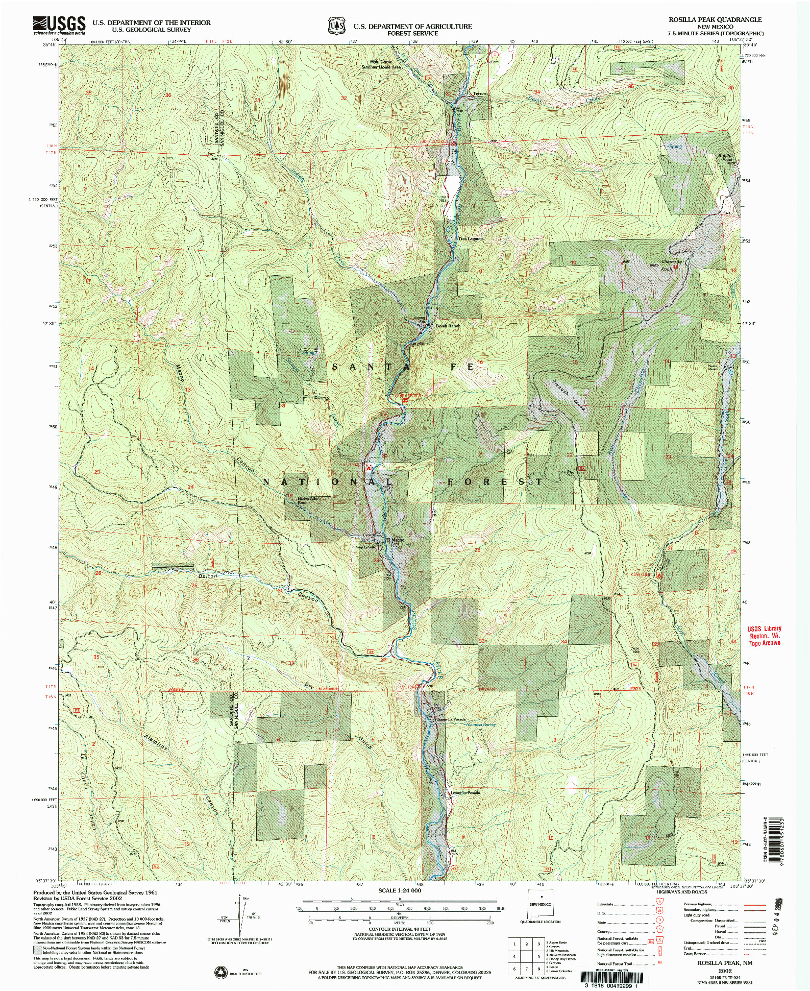 USGS 1:24000-SCALE QUADRANGLE FOR ROSILLA PEAK, NM 2002