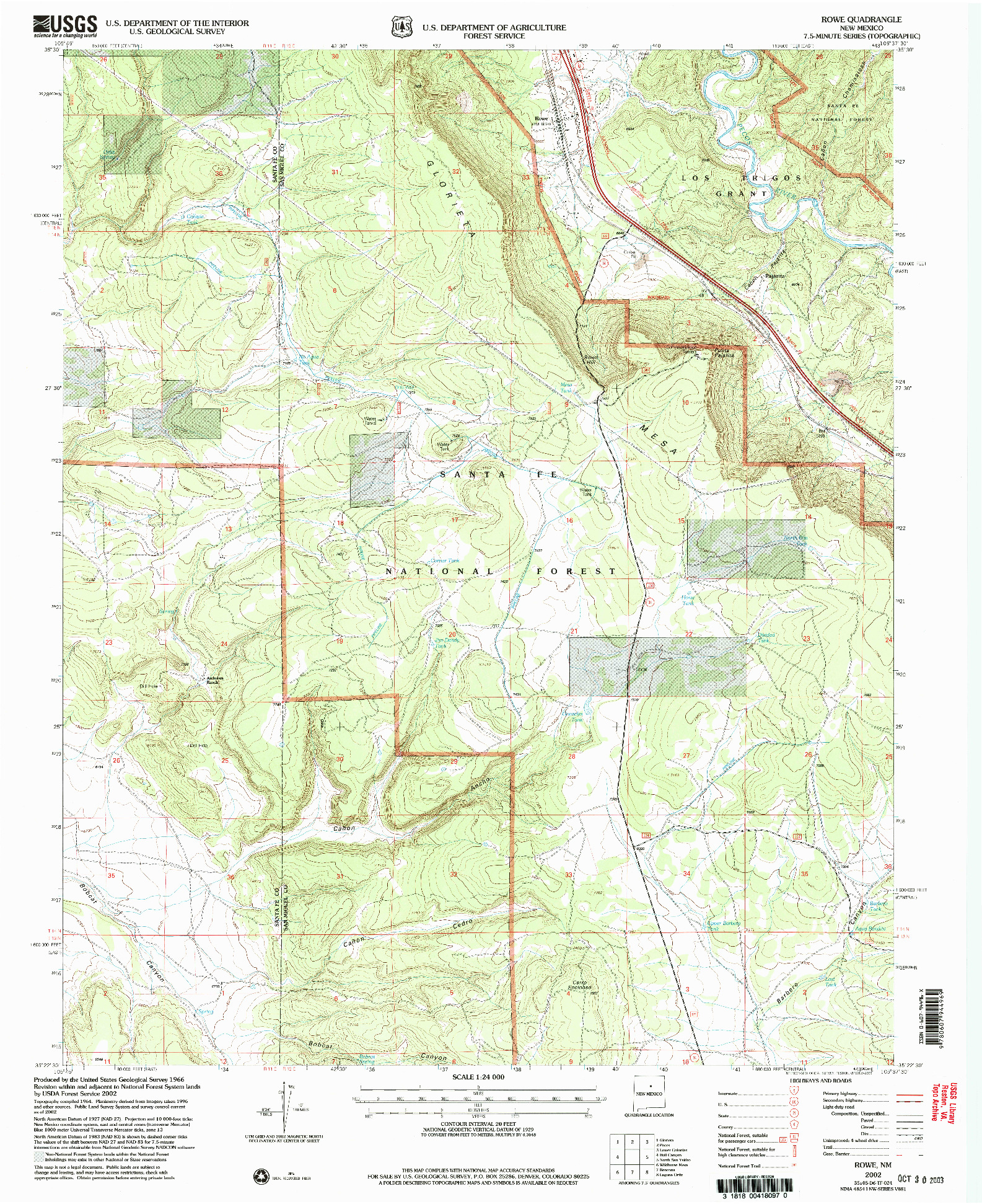 USGS 1:24000-SCALE QUADRANGLE FOR ROWE, NM 2002