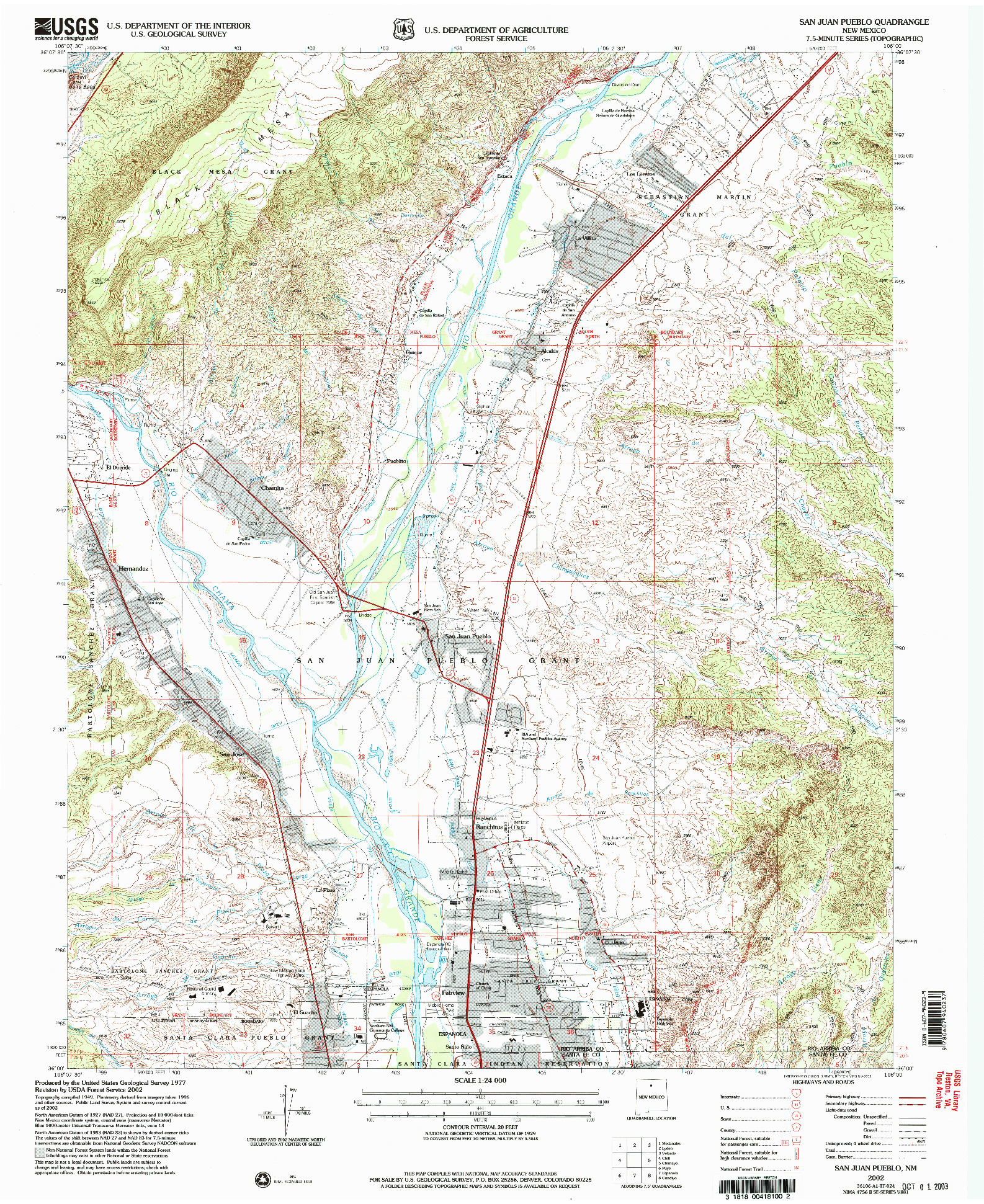 USGS 1:24000-SCALE QUADRANGLE FOR SAN JUAN PUEBLO, NM 2002