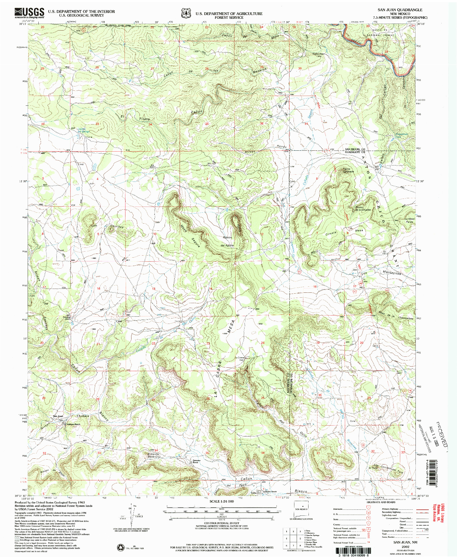 USGS 1:24000-SCALE QUADRANGLE FOR SAN JUAN, NM 2002