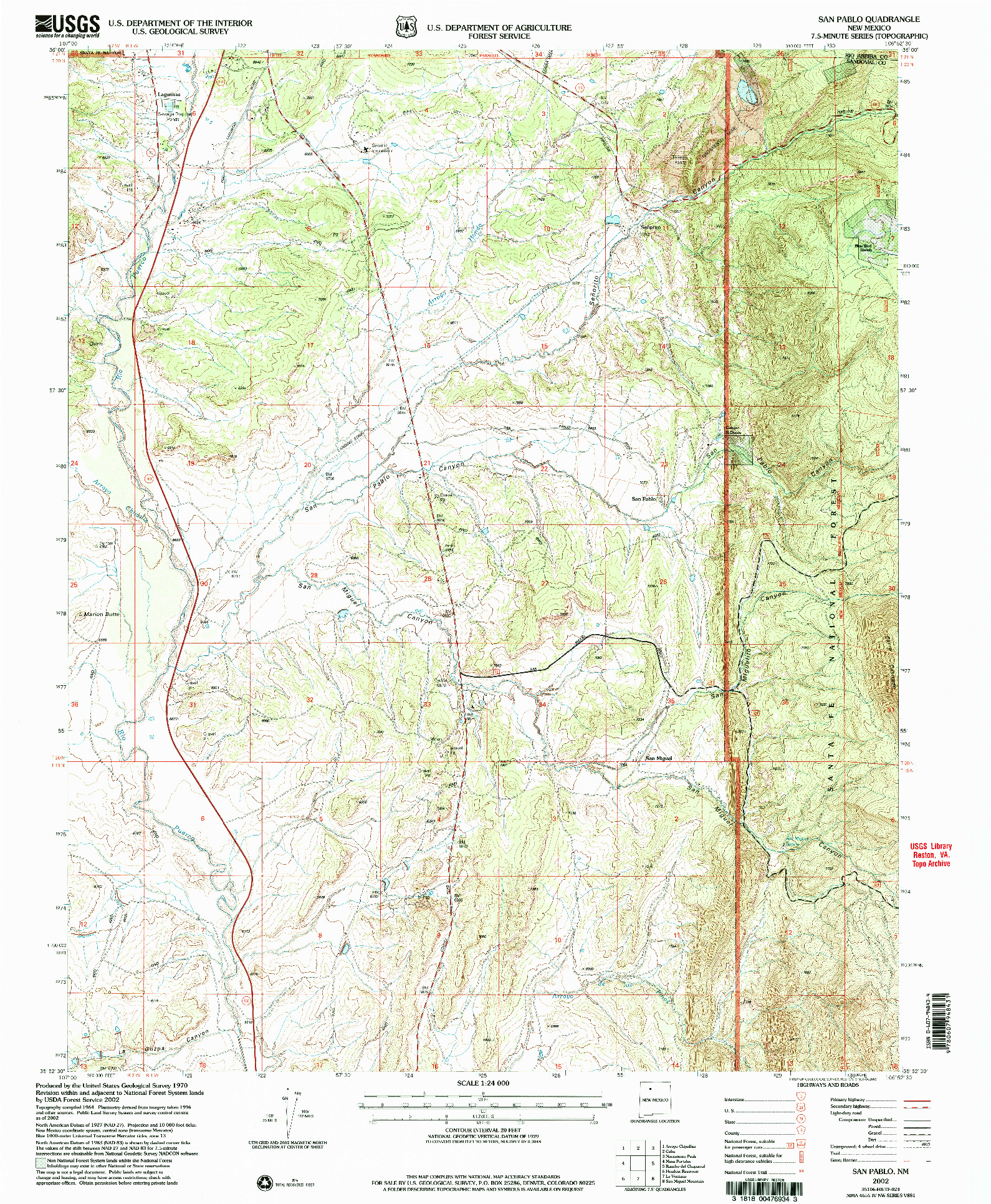 USGS 1:24000-SCALE QUADRANGLE FOR SAN PABLO, NM 2002