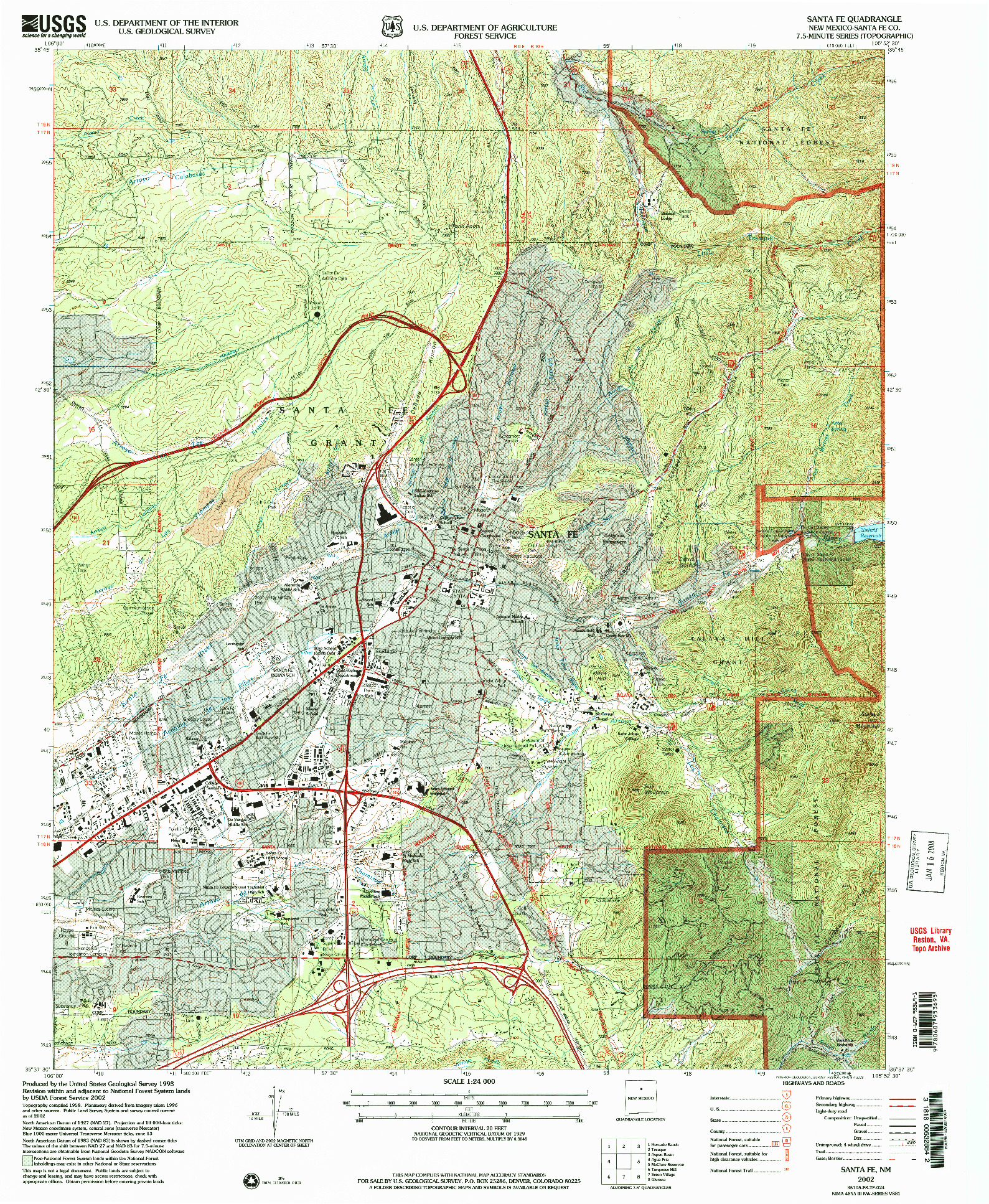 USGS 1:24000-SCALE QUADRANGLE FOR SANTA FE, NM 2002