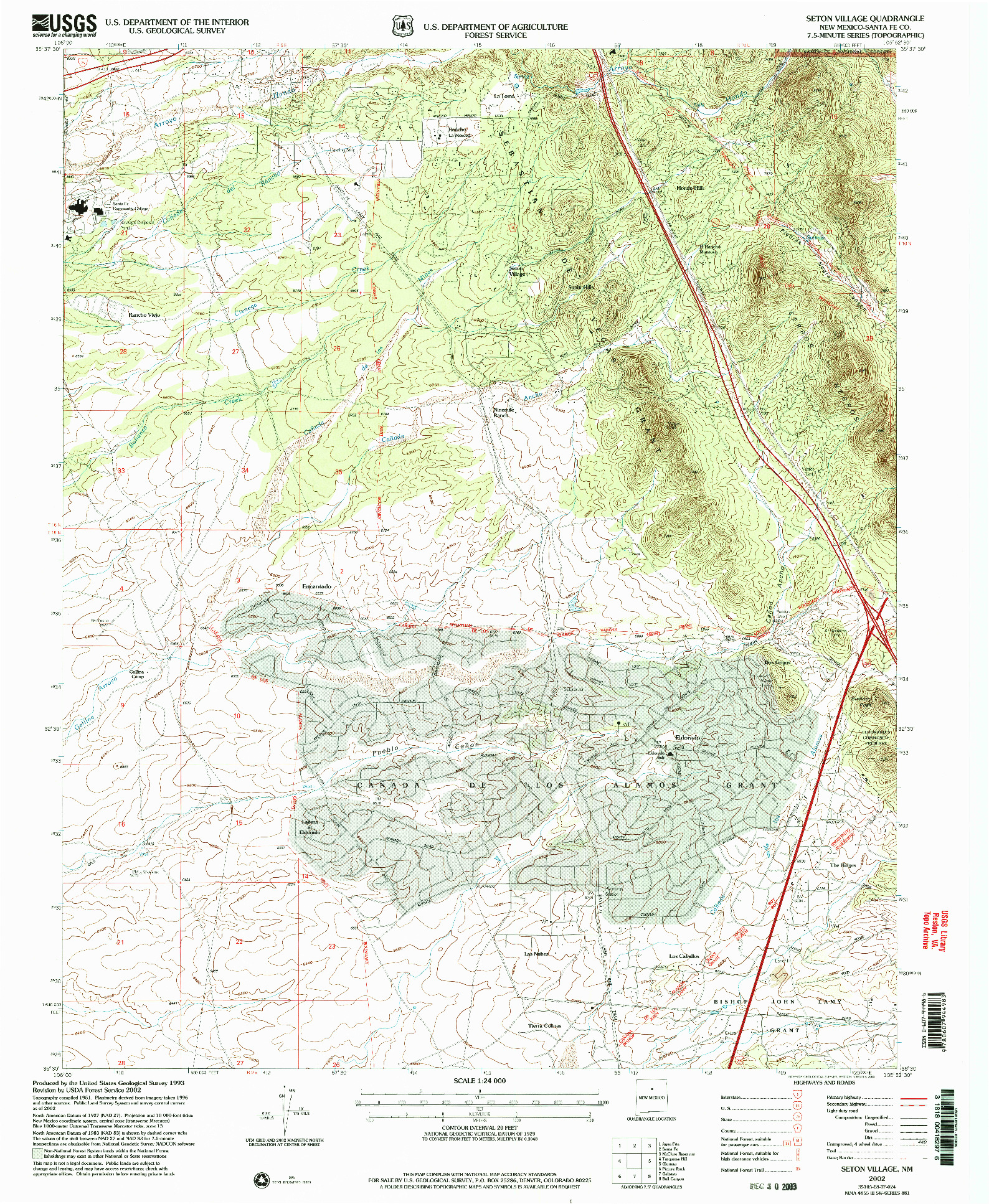 USGS 1:24000-SCALE QUADRANGLE FOR SETON VILLAGE, NM 2002