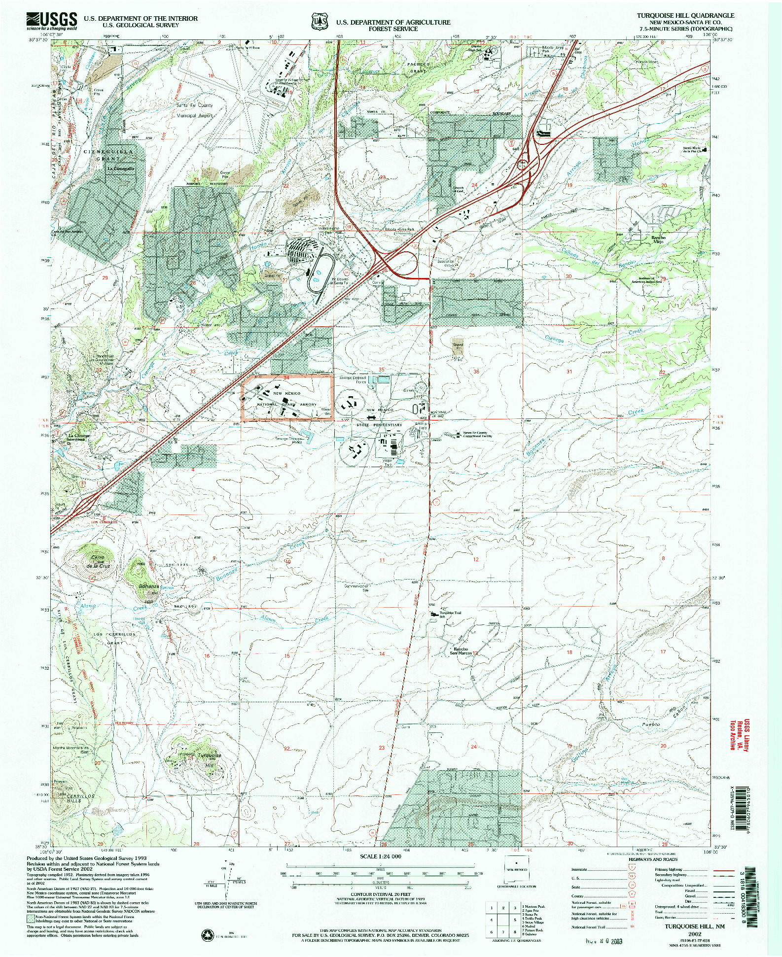 USGS 1:24000-SCALE QUADRANGLE FOR TURQUOISE HILL, NM 2002