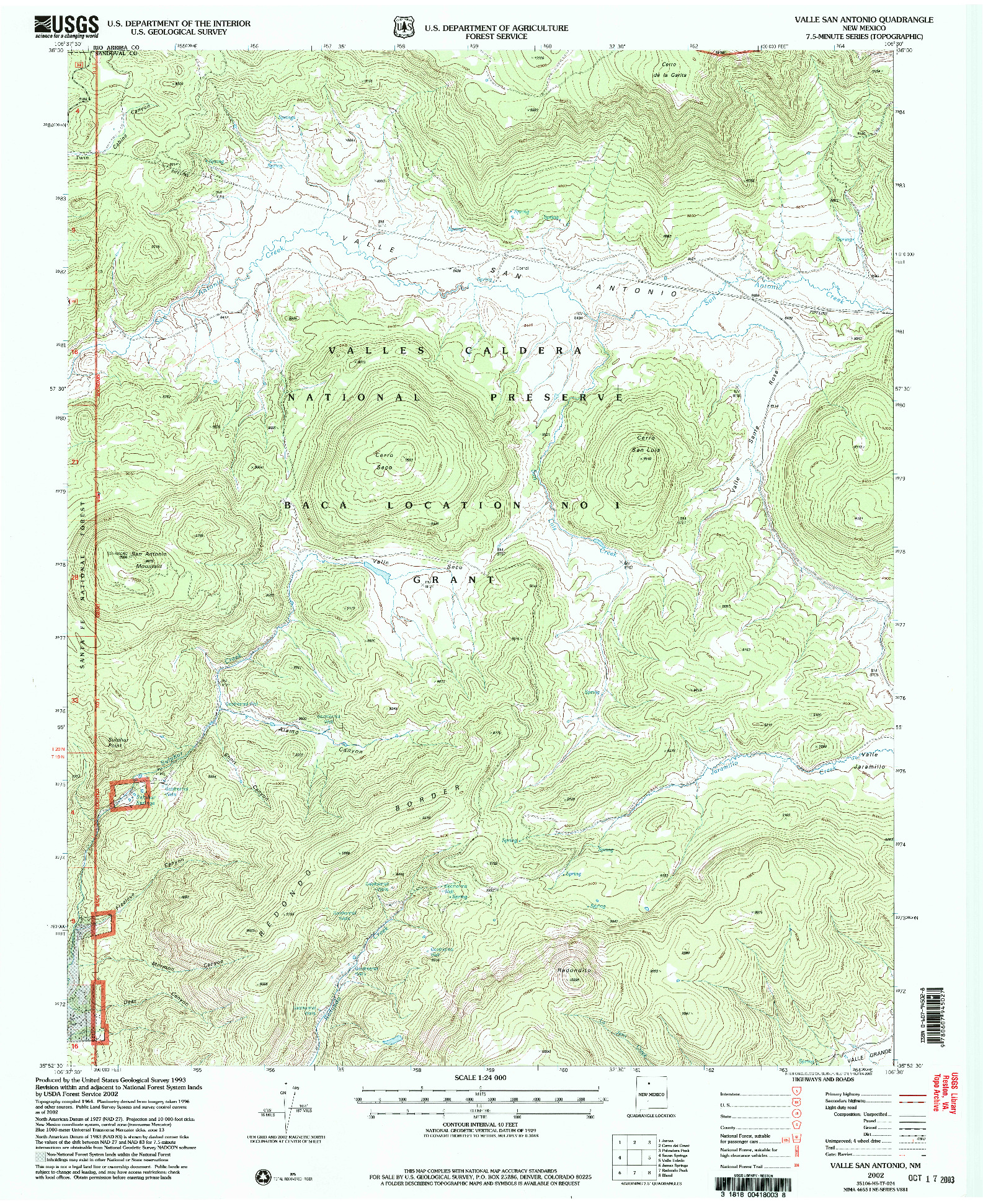 USGS 1:24000-SCALE QUADRANGLE FOR VALLE SAN ANTONIO, NM 2002