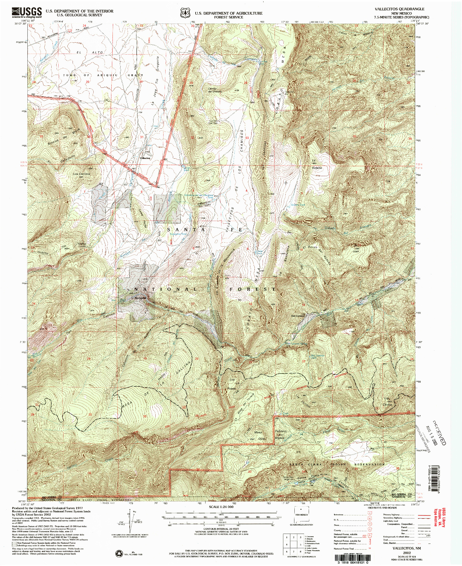 USGS 1:24000-SCALE QUADRANGLE FOR VALLECITOS, NM 2002
