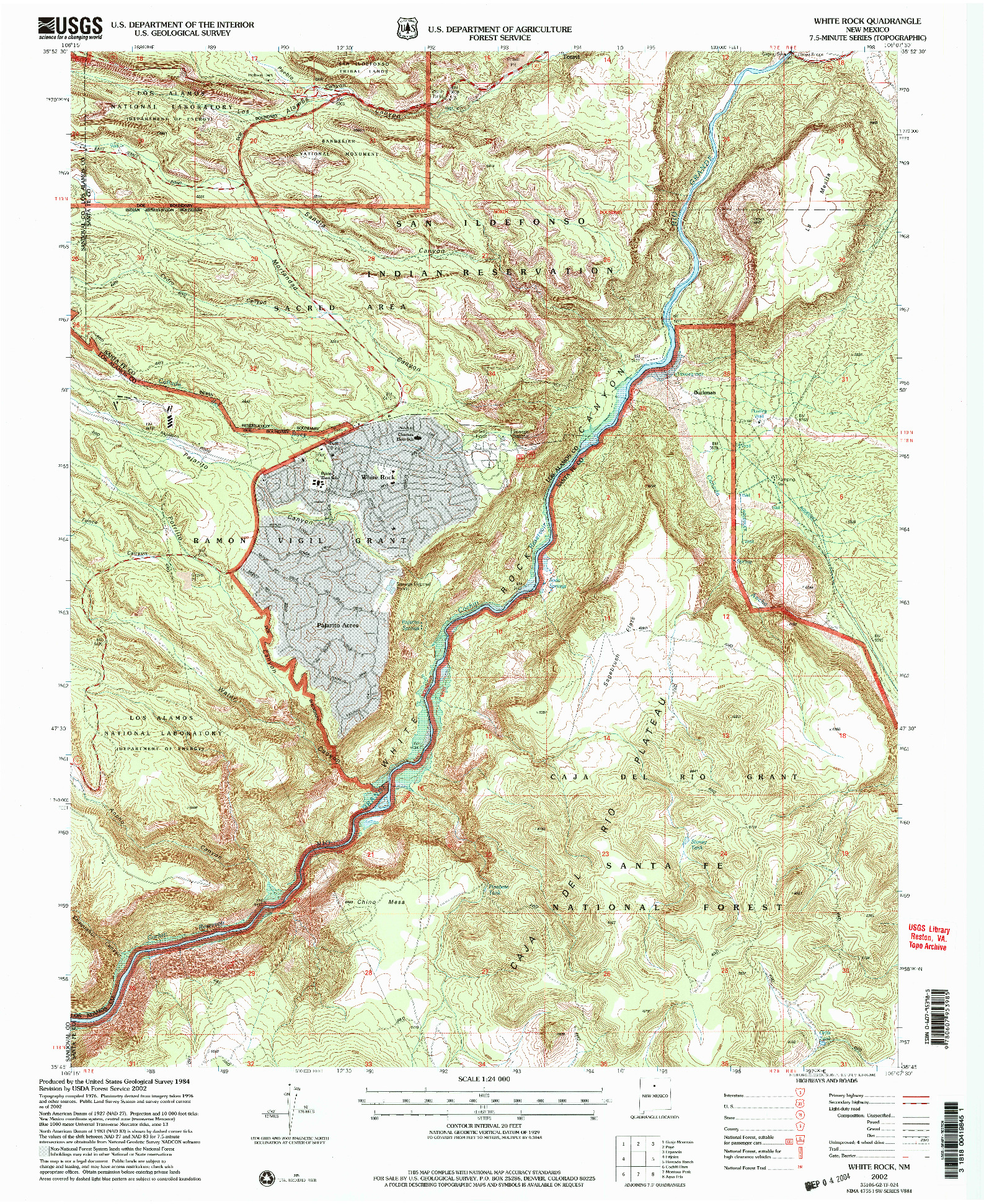 USGS 1:24000-SCALE QUADRANGLE FOR WHITE ROCK, NM 2002