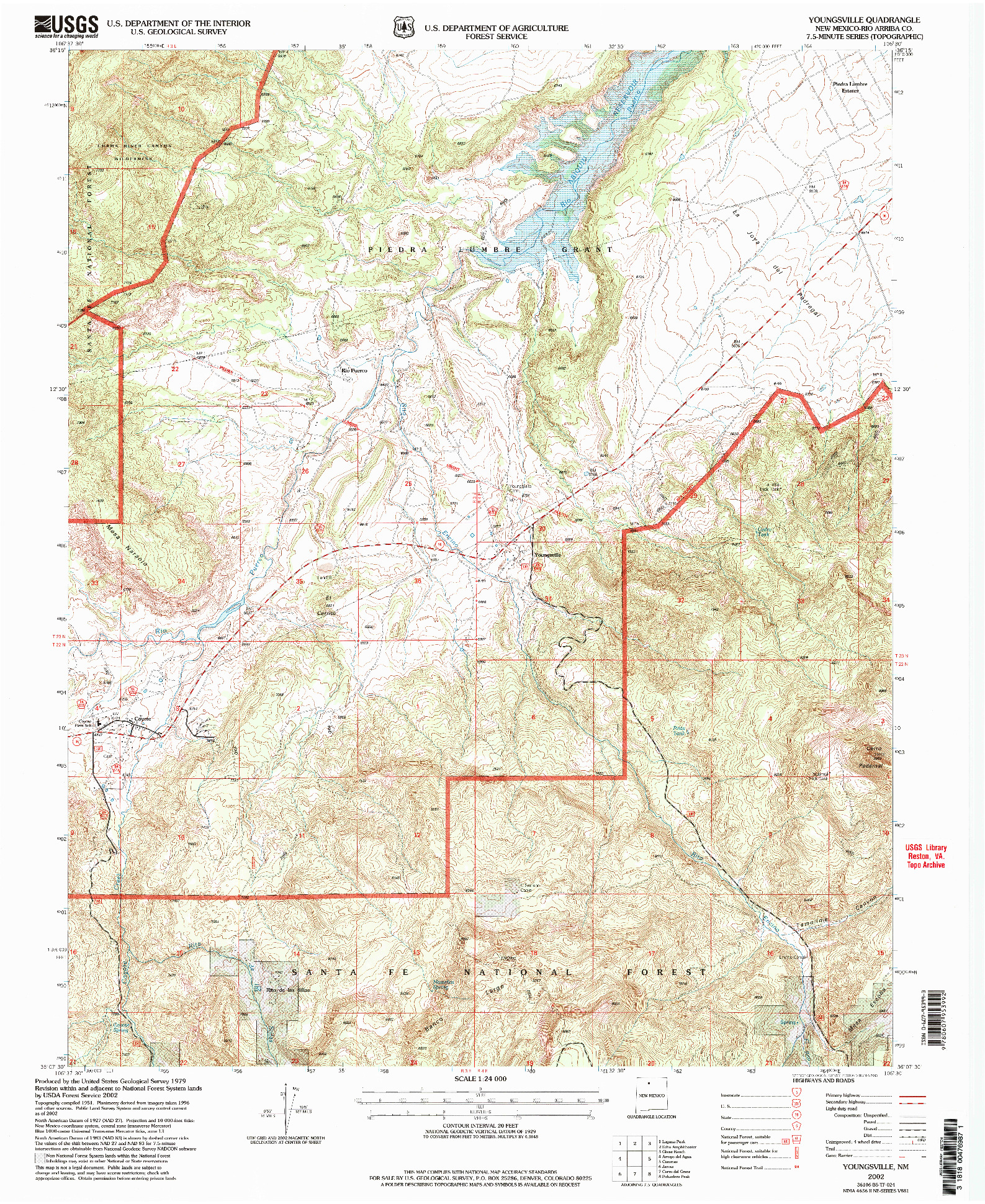 USGS 1:24000-SCALE QUADRANGLE FOR YOUNGSVILLE, NM 2002