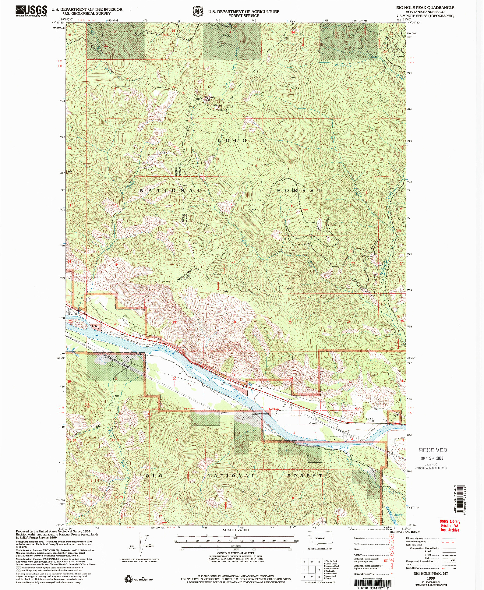 USGS 1:24000-SCALE QUADRANGLE FOR BIG HOLE PEAK, MT 1999