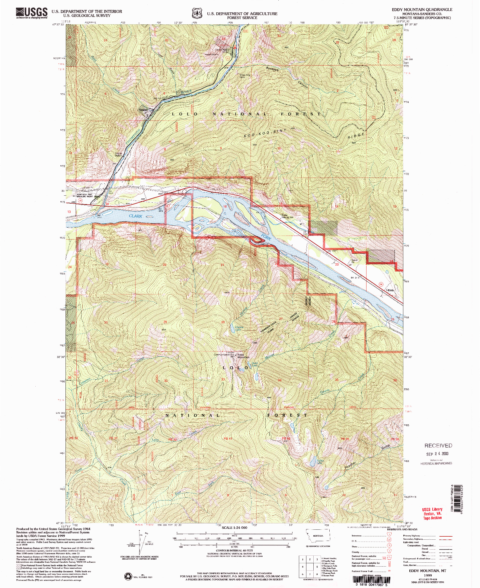 USGS 1:24000-SCALE QUADRANGLE FOR EDDY MOUNTAIN, MT 1999