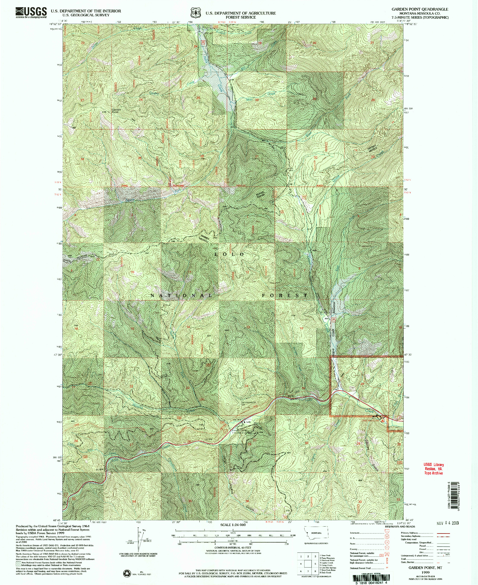 USGS 1:24000-SCALE QUADRANGLE FOR GARDEN POINT, MT 1999