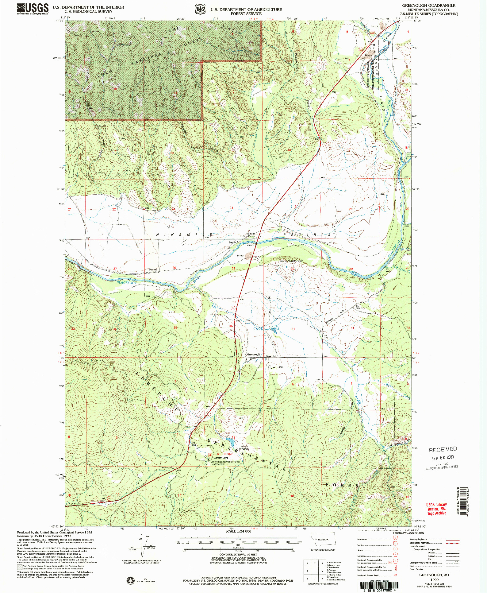 USGS 1:24000-SCALE QUADRANGLE FOR GREENOUGH, MT 1999