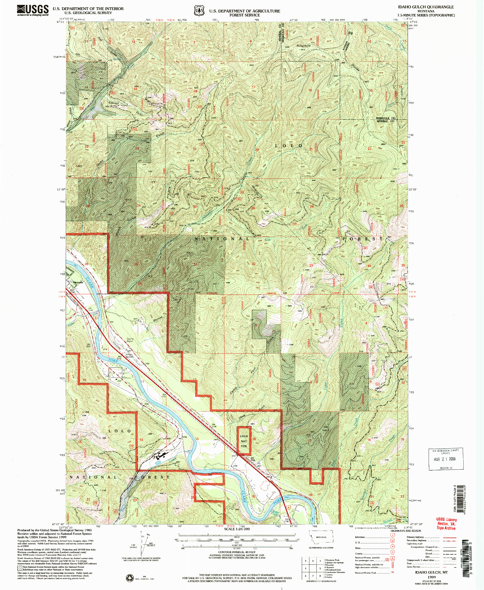 USGS 1:24000-SCALE QUADRANGLE FOR IDAHO GULCH, MT 1999