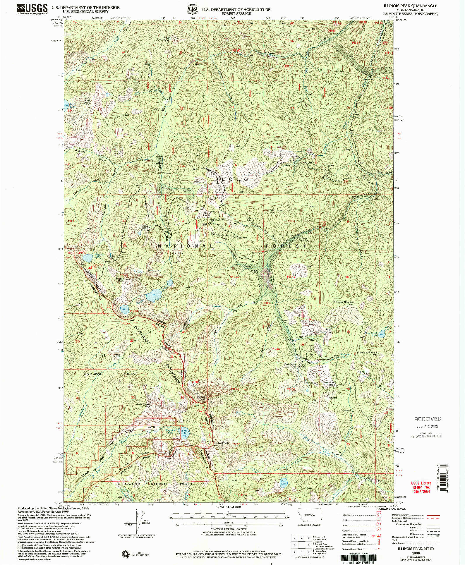 USGS 1:24000-SCALE QUADRANGLE FOR ILLINOIS PEAK, MT 1999