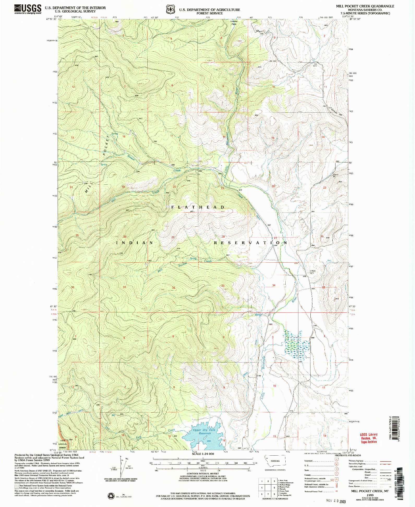 USGS 1:24000-SCALE QUADRANGLE FOR MILL POCKET CREEK, MT 1999