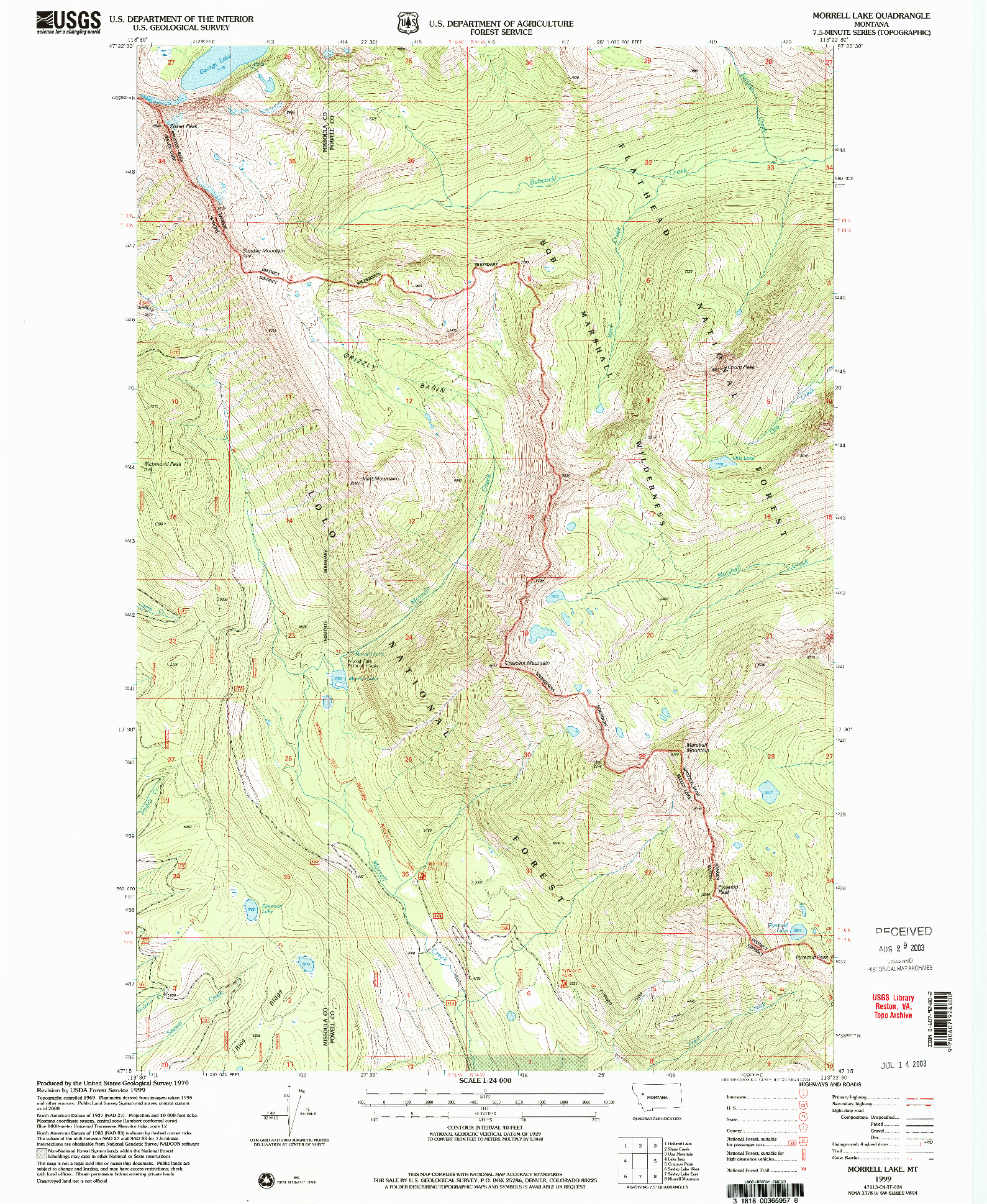 USGS 1:24000-SCALE QUADRANGLE FOR MORRELL LAKE, MT 1999