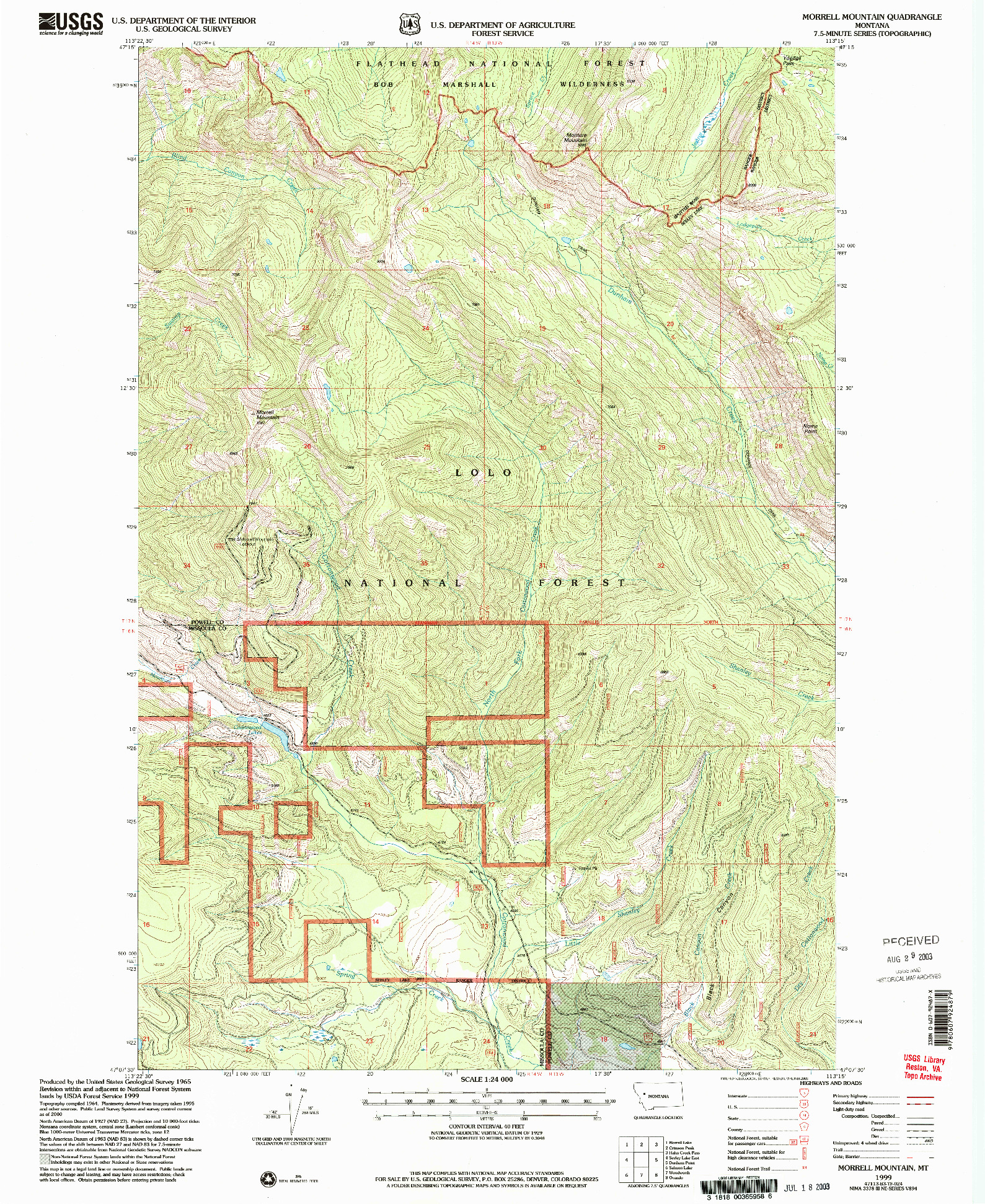 USGS 1:24000-SCALE QUADRANGLE FOR MORRELL MOUNTAIN, MT 1999