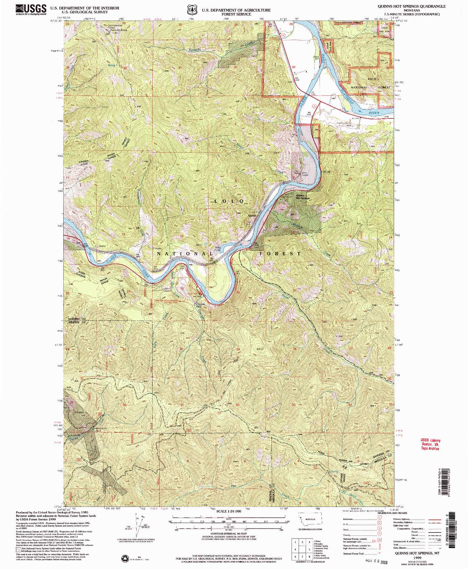USGS 1:24000-SCALE QUADRANGLE FOR QUINNS HOT SPRINGS, MT 1999